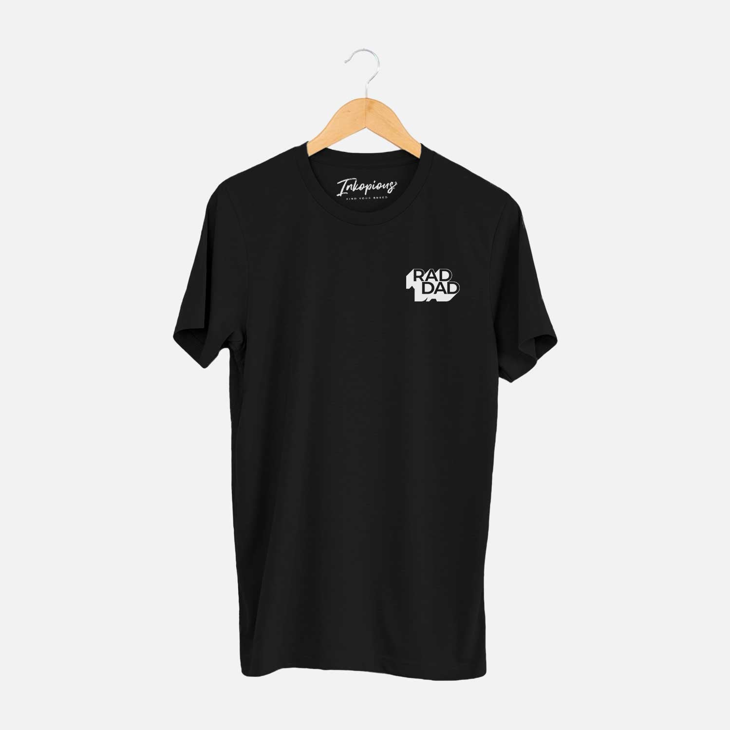 Small chest-pocket hand-drawn sketch of Rad Dad - Blockscape Collection on a Black Unisex crewneck