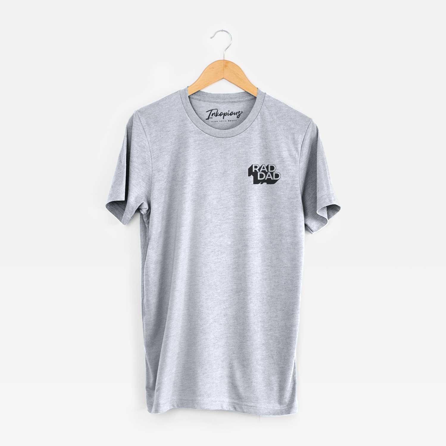Small chest-pocket hand-drawn sketch of Rad Dad - Blockscape Collection on a Grey Unisex crewneck