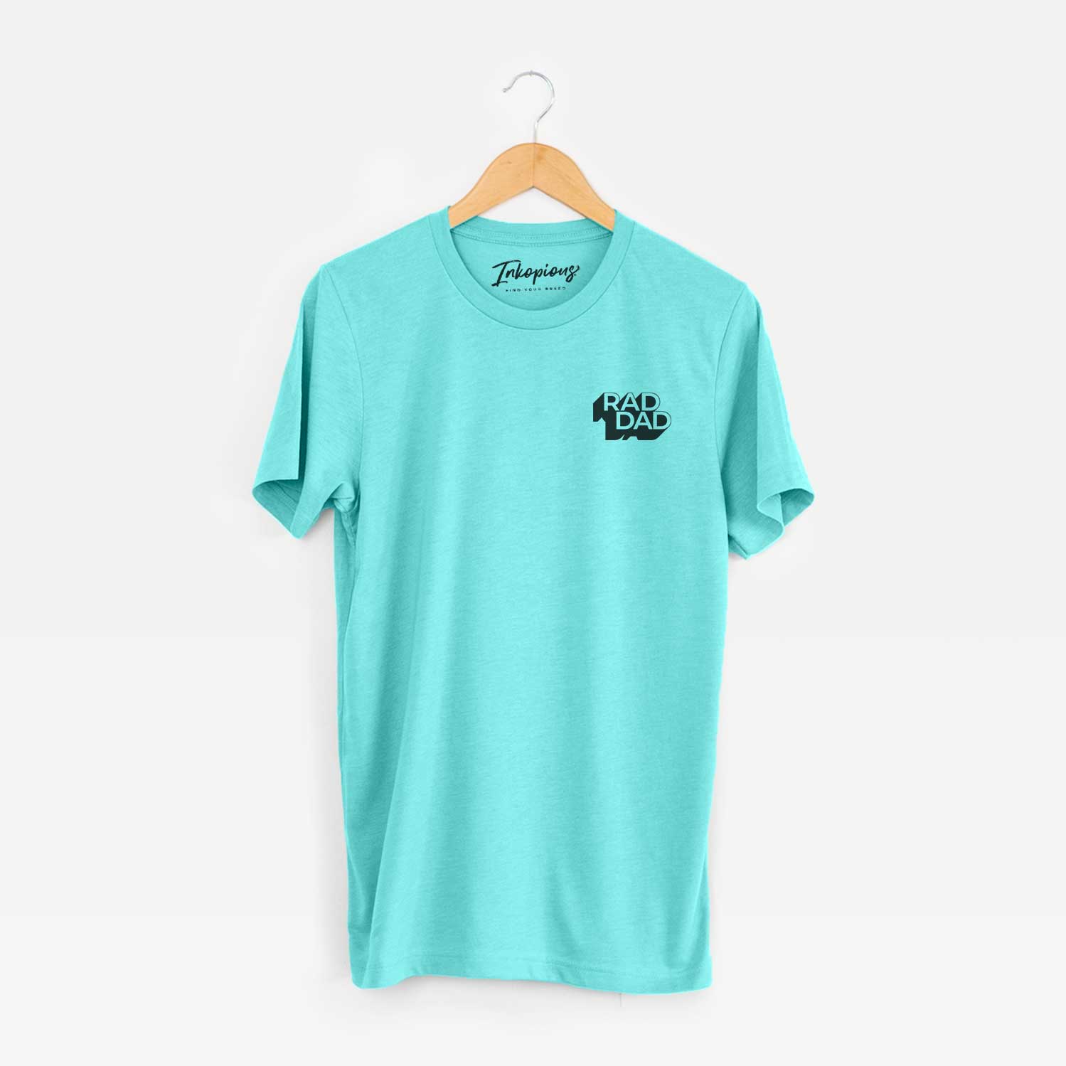 Small chest-pocket hand-drawn sketch of Rad Dad - Blockscape Collection on a Sea Green Unisex crewneck