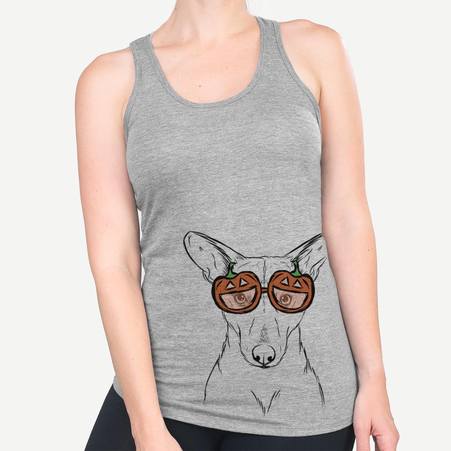 Hand-drawn sketch of Buff the Dorgi wearing pumpkin glasses on a Grey pumpkin collection
