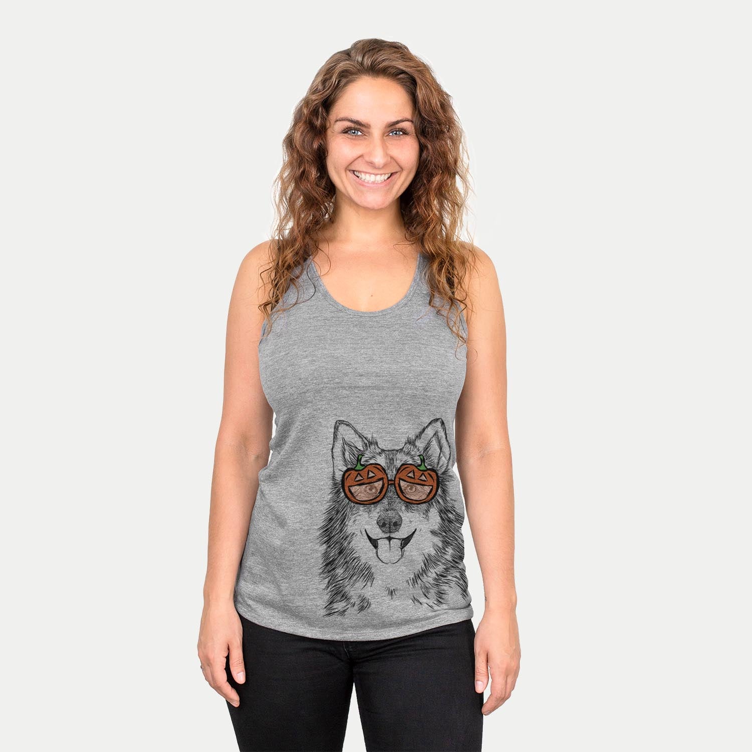 Hand-drawn sketch of Iben the Utonagan wearing pumpkin glasses on a Grey pumpkin collection