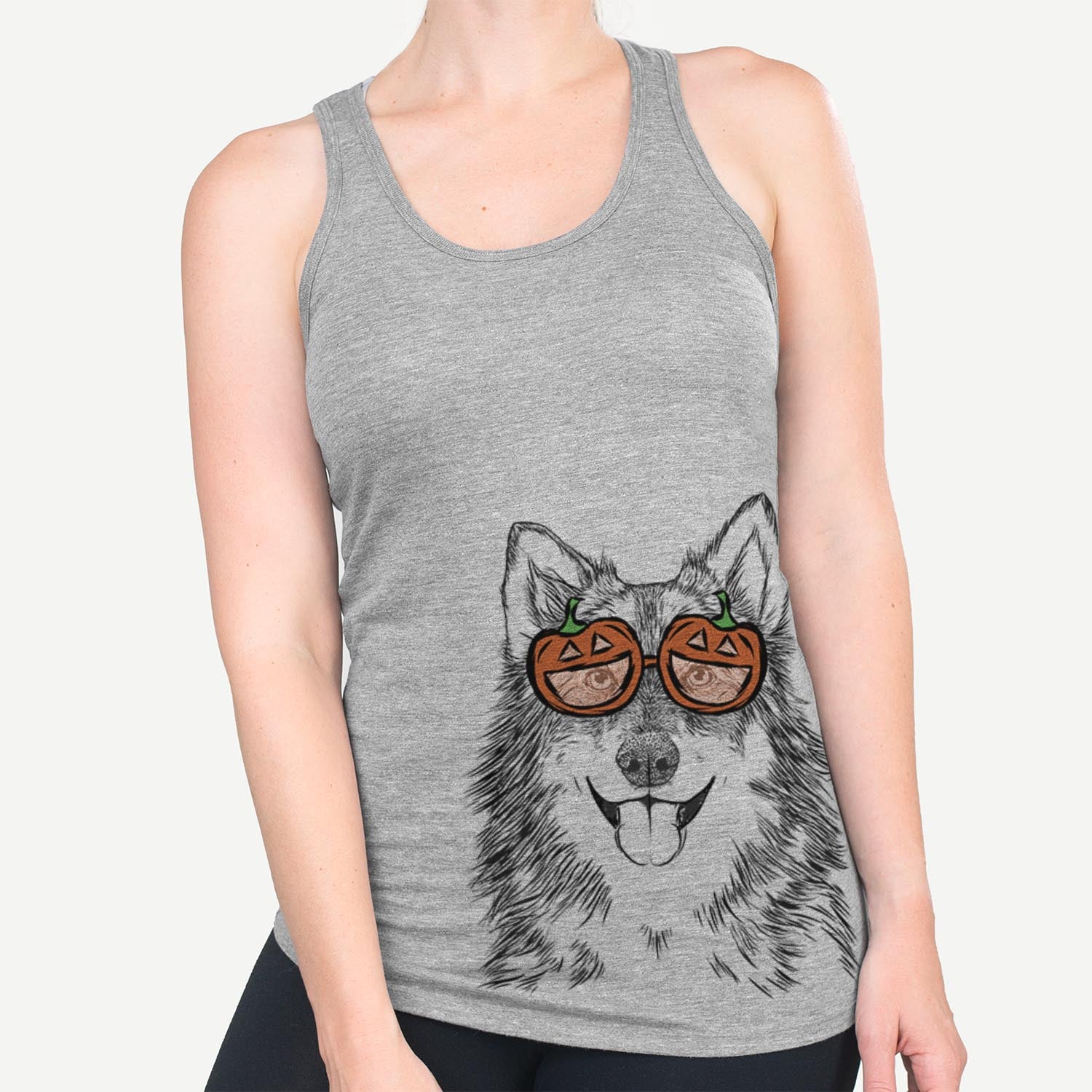 Hand-drawn sketch of Iben the Utonagan wearing pumpkin glasses on a Grey pumpkin collection