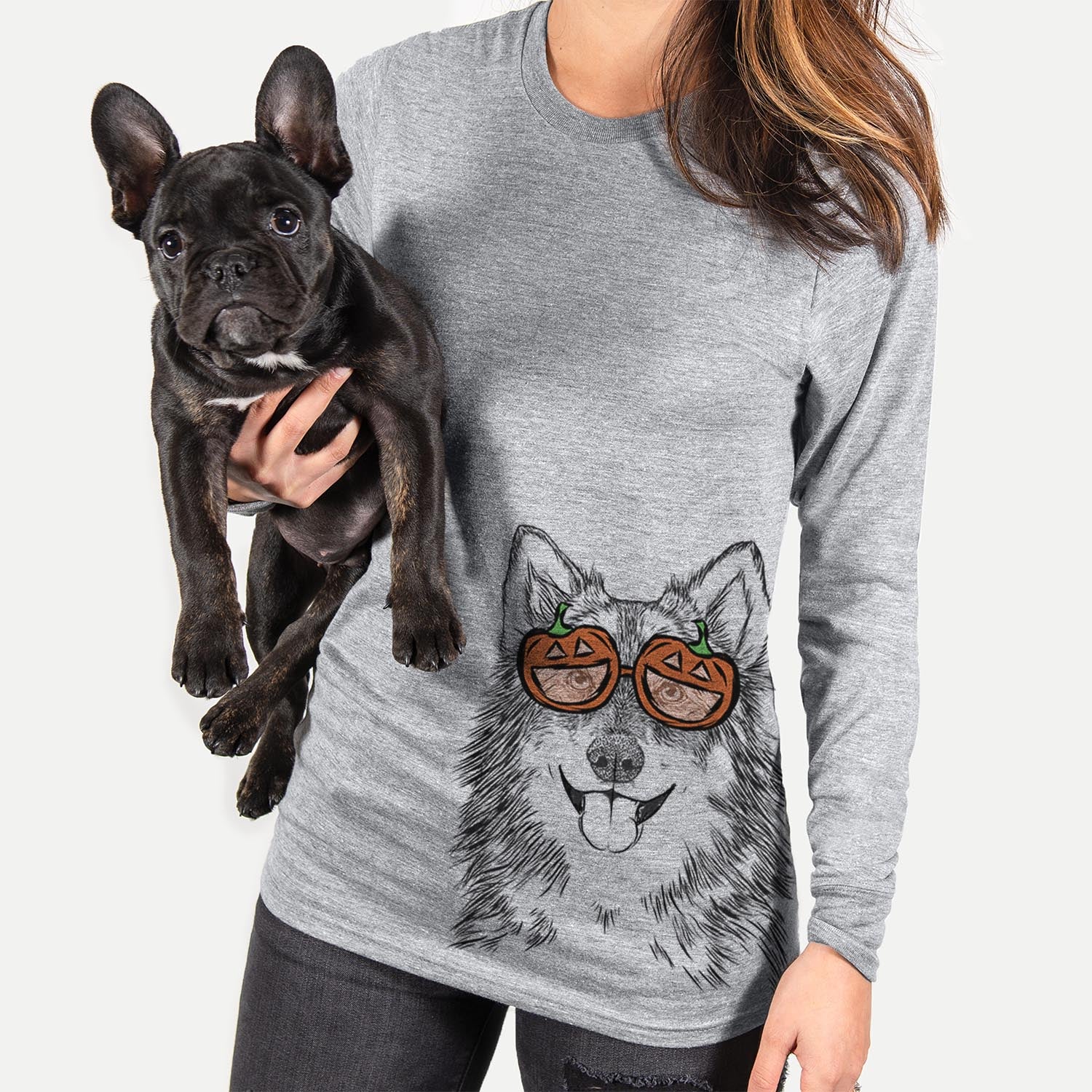 Hand-drawn sketch of Iben the Utonagan wearing pumpkin glasses on a Grey pumpkin collection