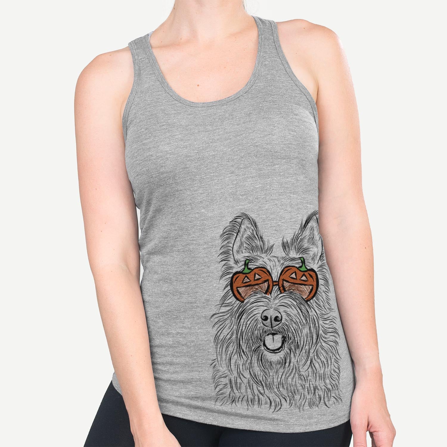 Hand-drawn sketch of Kyros the Berger Picard wearing pumpkin glasses on a Grey pumpkin collection