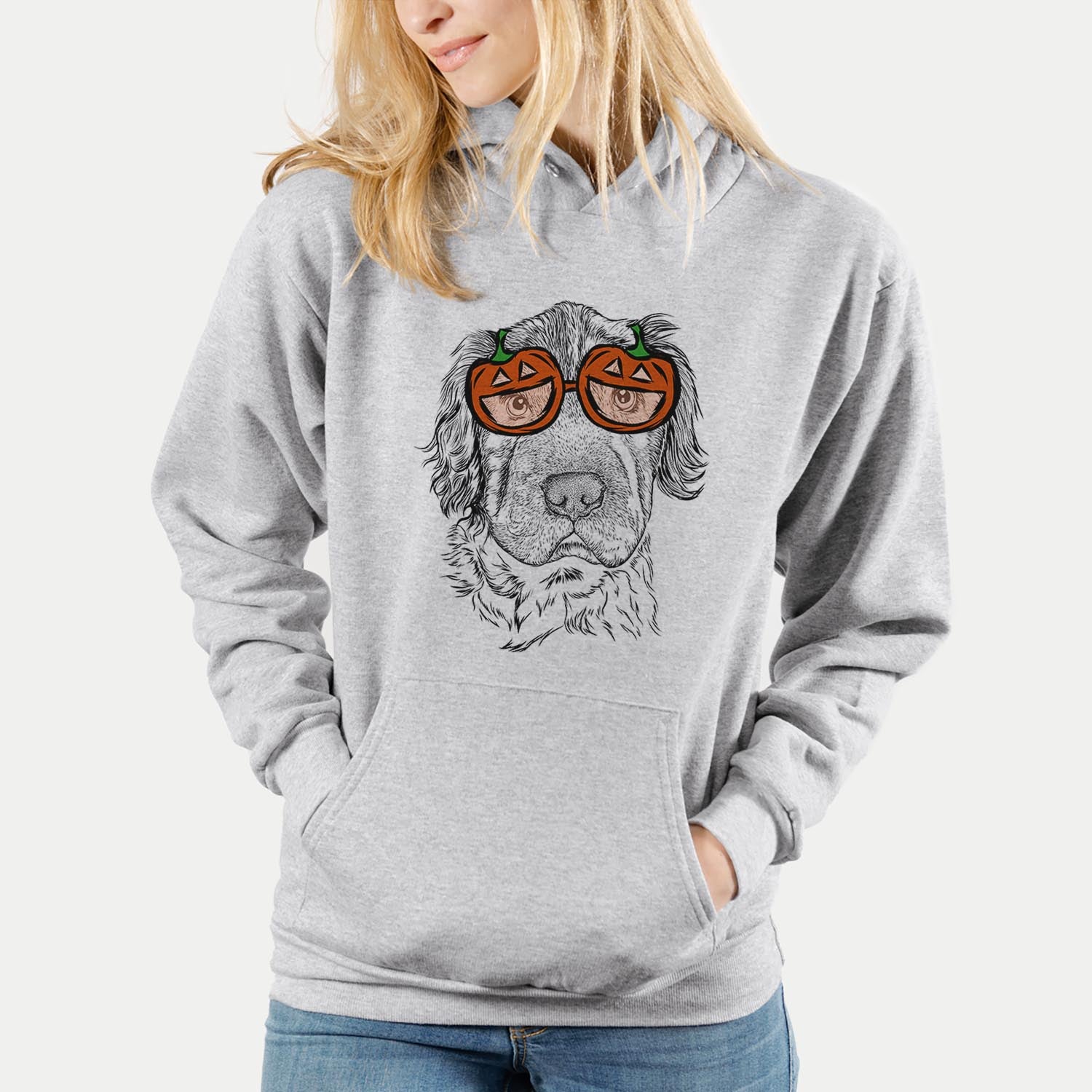 Hand-drawn sketch of Rex the Mini Hippo wearing pumpkin glasses on a Grey pumpkin collection