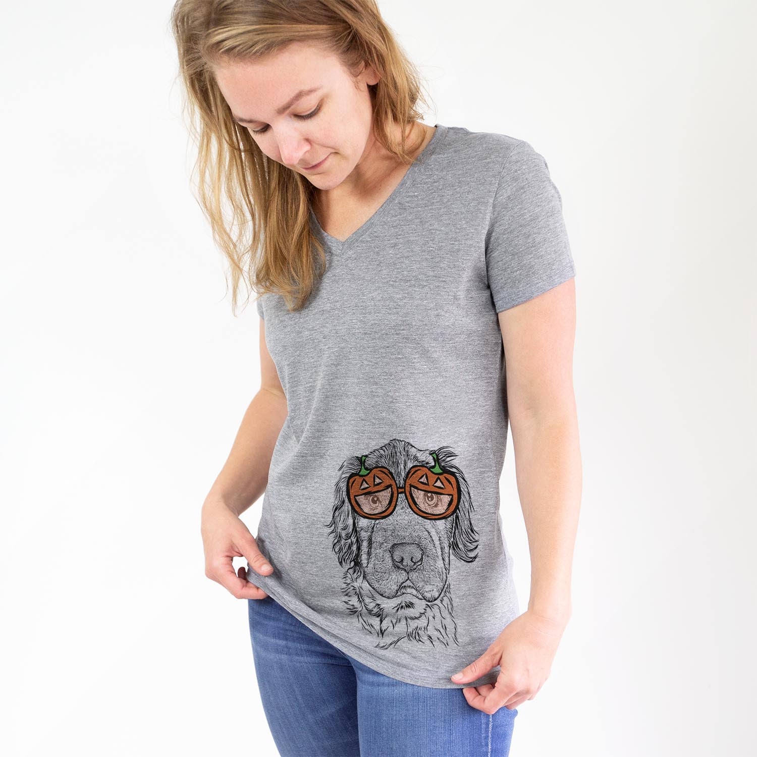 Hand-drawn sketch of Rex the Mini Hippo wearing pumpkin glasses on a Grey pumpkin collection