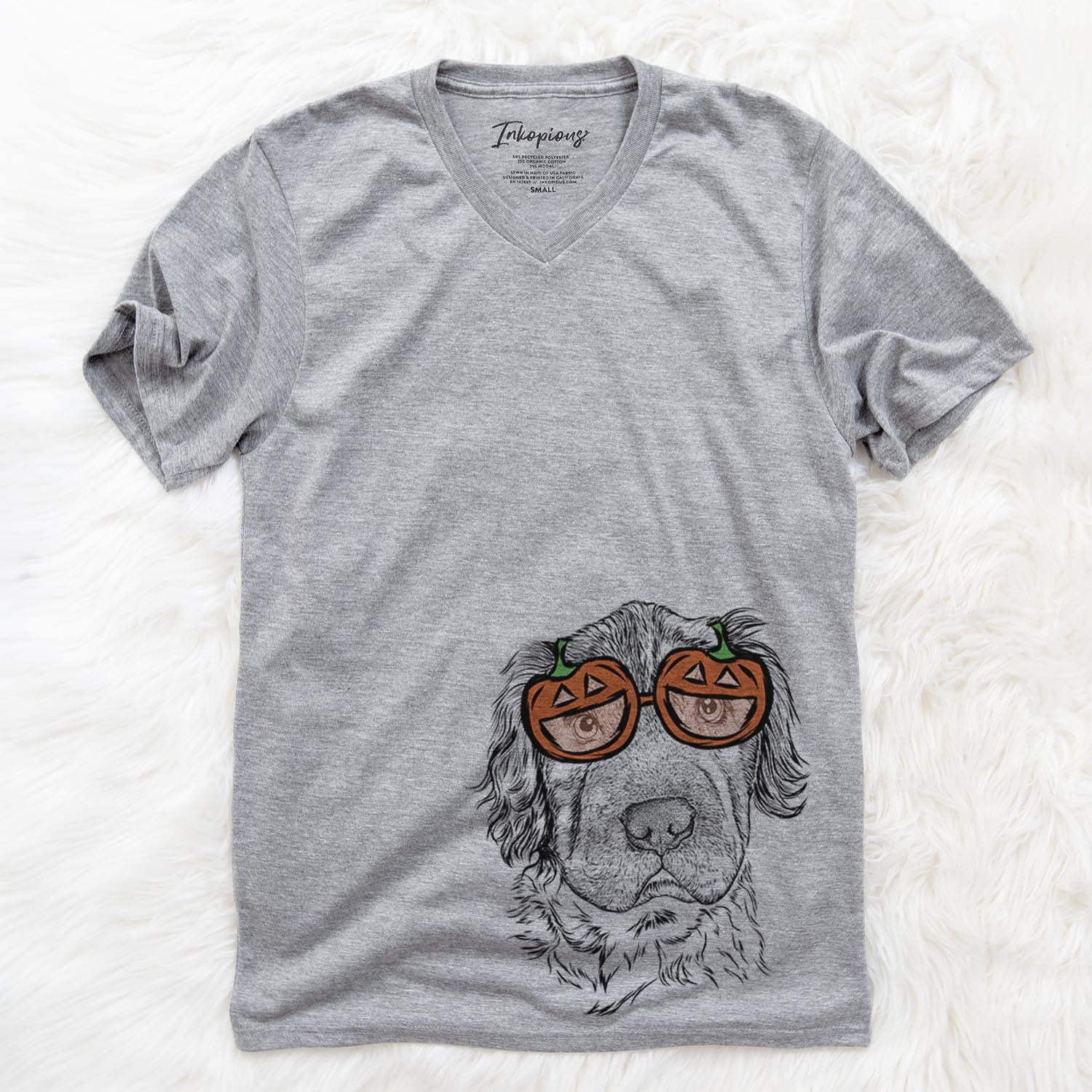 Hand-drawn sketch of Rex the Mini Hippo wearing pumpkin glasses on a Grey pumpkin collection