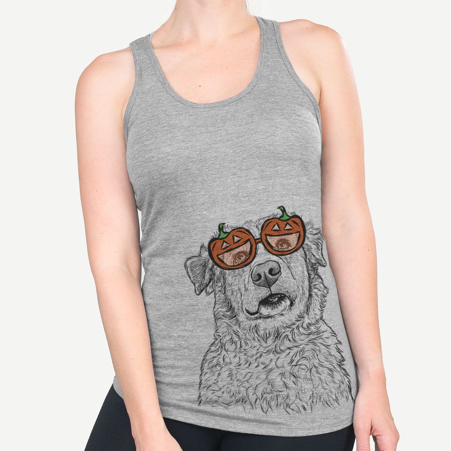 Hand-drawn sketch of Smokey Jam the Middle Eastern Village Dog wearing pumpkin glasses on a Grey pumpkin collection