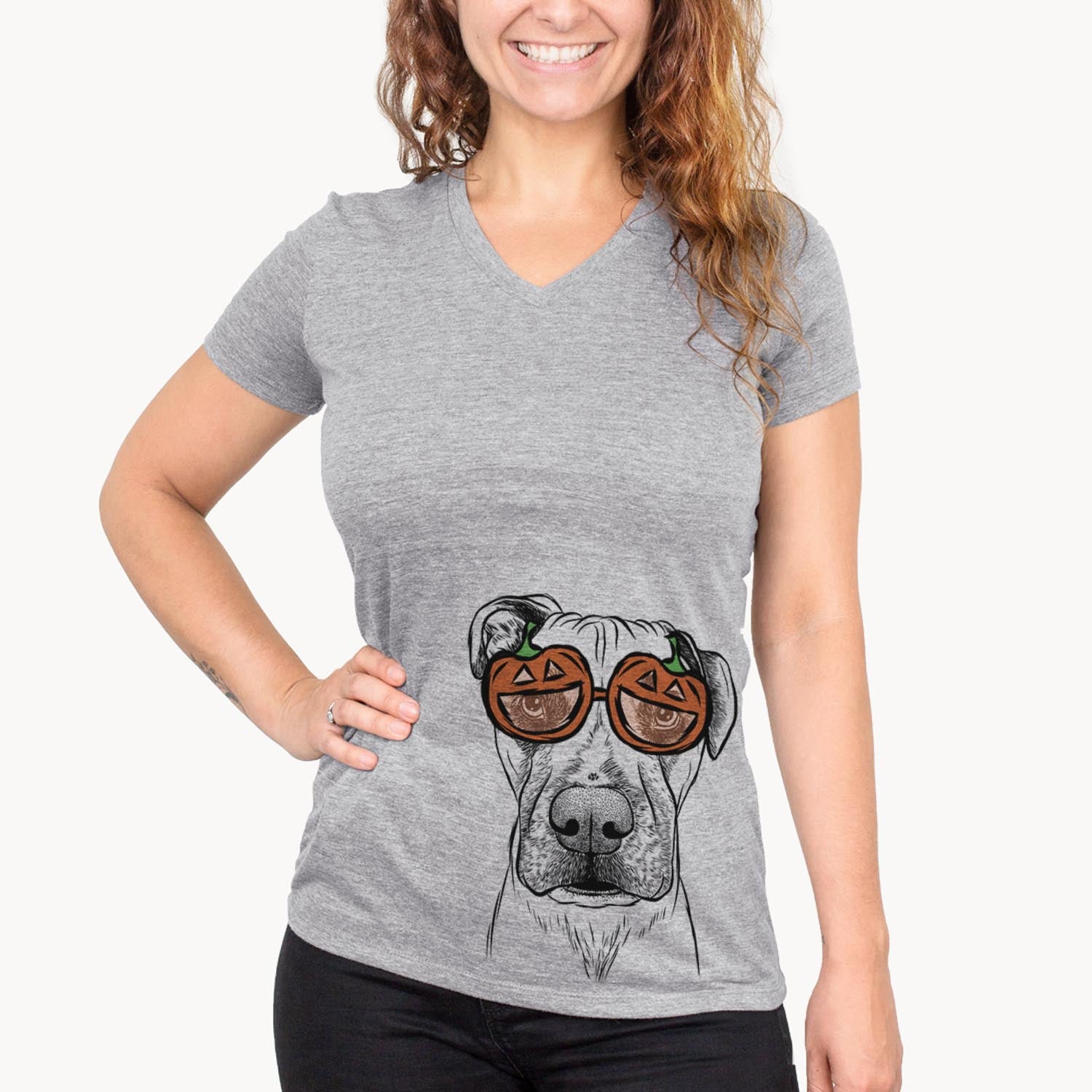 Hand-drawn sketch of Waylon the Boxane wearing pumpkin glasses on a Grey pumpkin collection