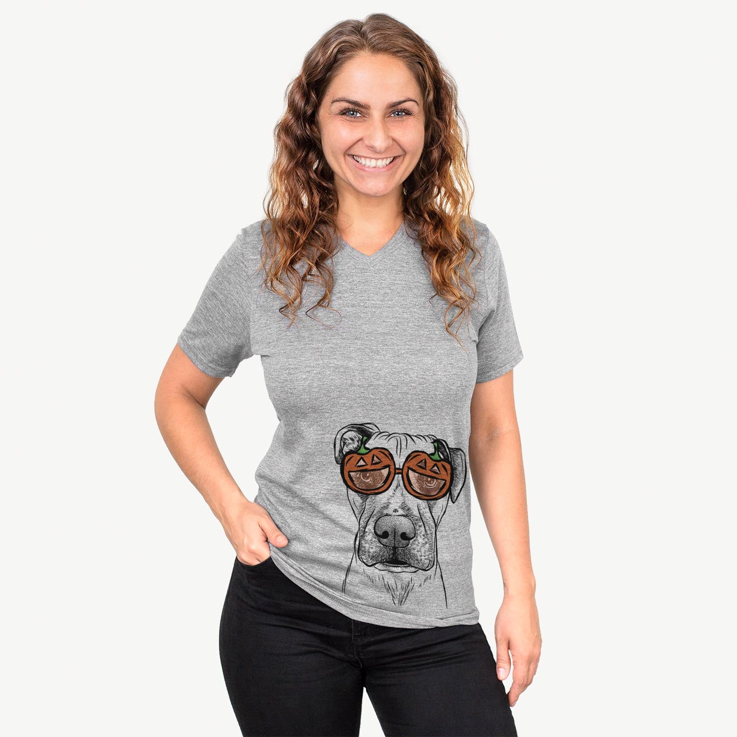 Hand-drawn sketch of Waylon the Boxane wearing pumpkin glasses on a Grey pumpkin collection