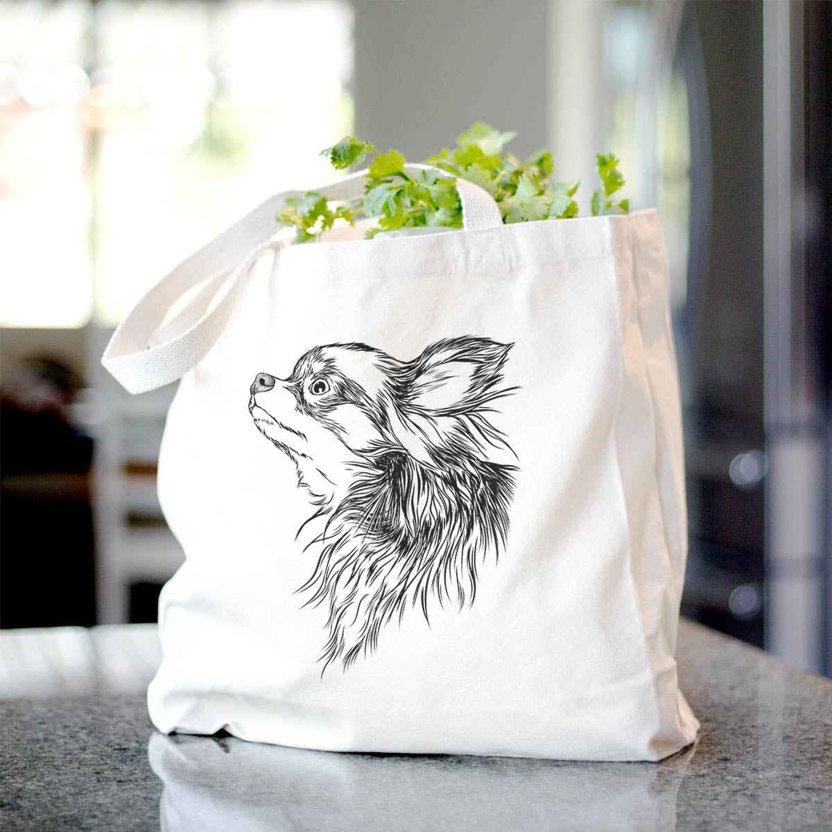 Profile Long Haired Chihuahua - Tote Bag