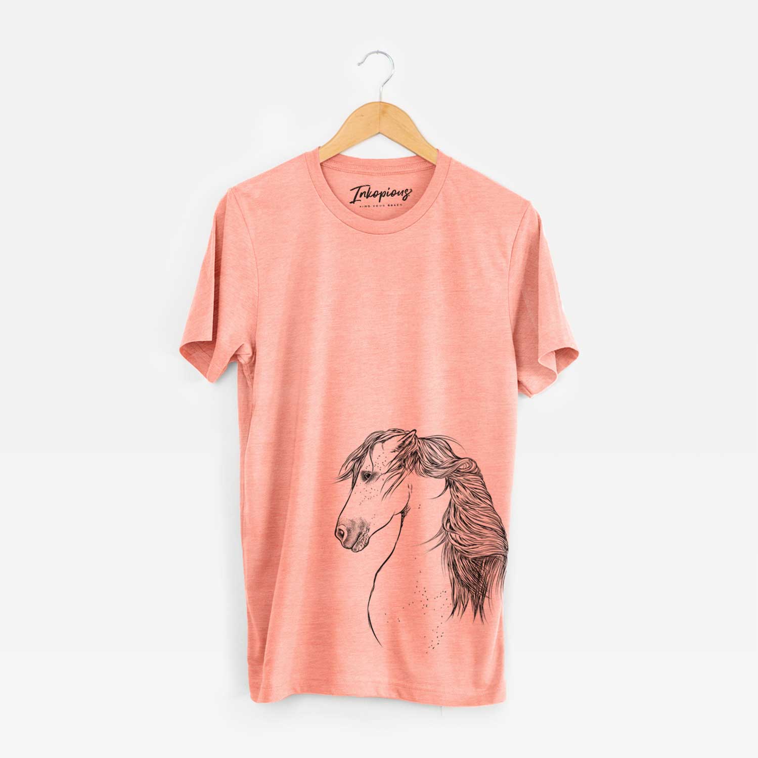 Side-profile sketch of a Berber Horse on a Sunset Unisex crewneck