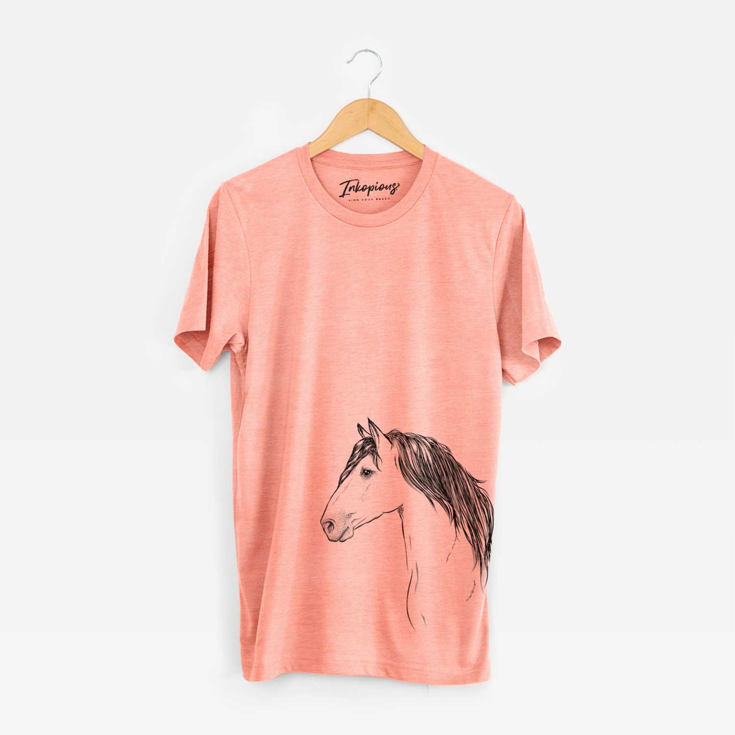 Side-profile sketch of a Buckskin Horse on a Sunset Unisex crewneck