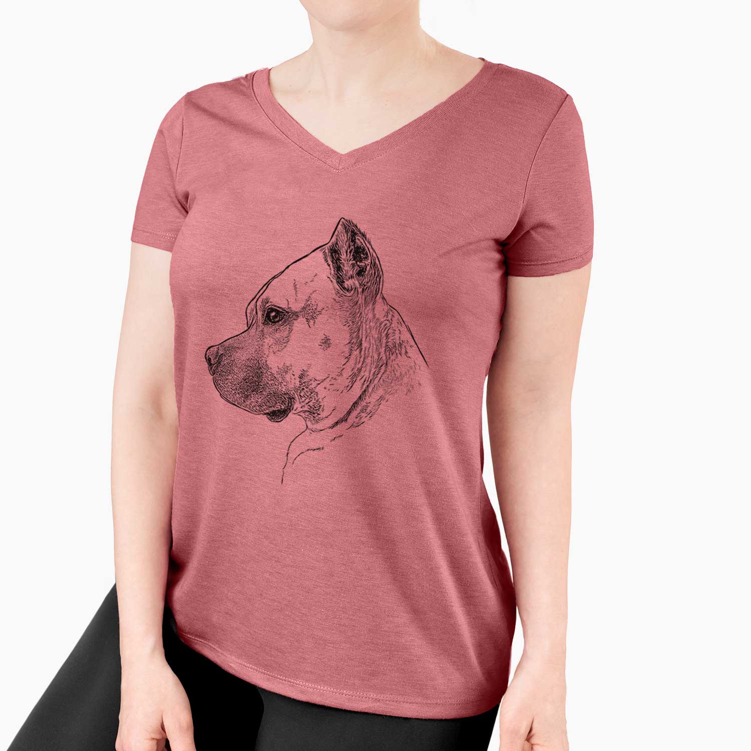 Profile Henry the American Staffordshire Terrier - Women's V-neck Shirt