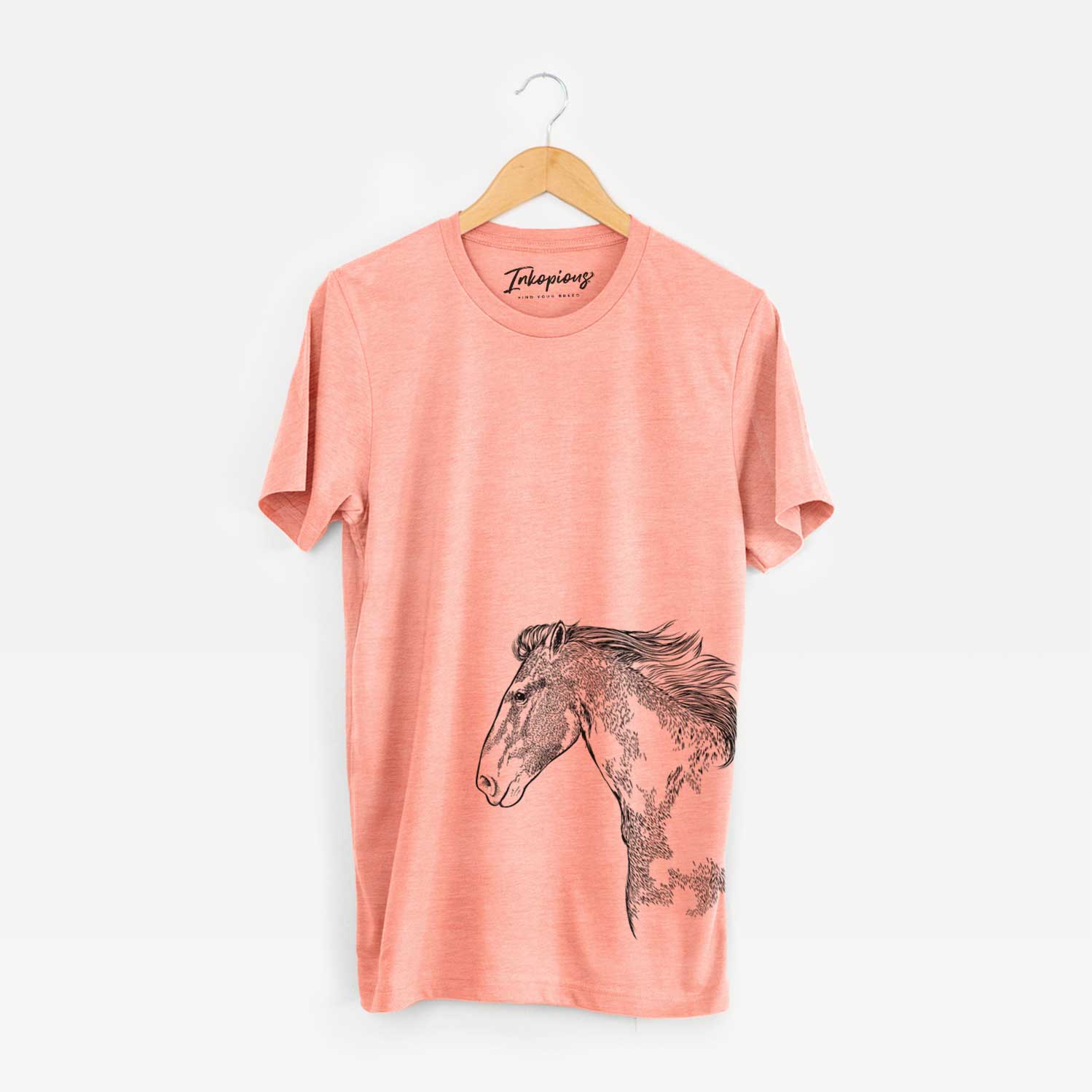 Side-profile sketch of a Paint Horse on a Sunset Unisex crewneck