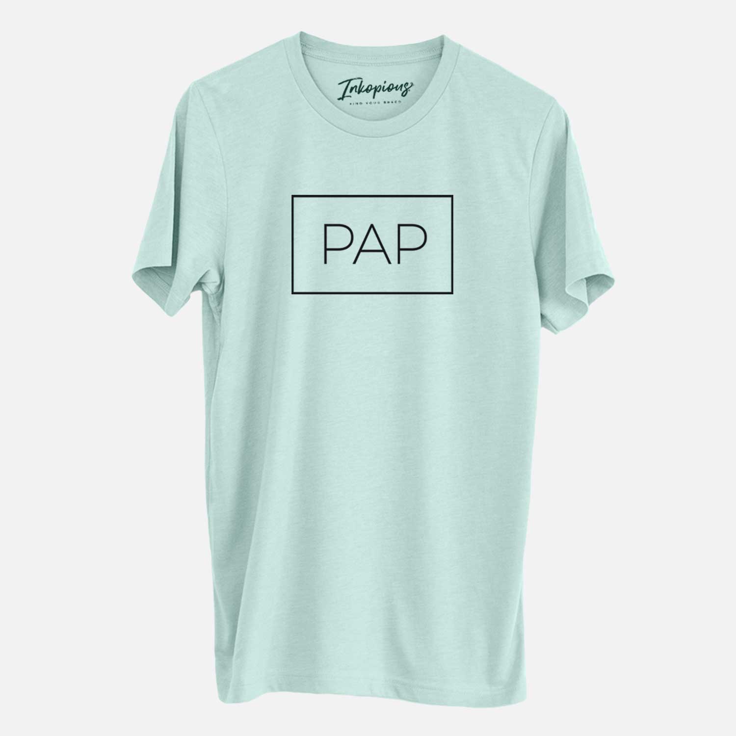 'Pap Boxed' design on a Heather Sage Unisex crewneck