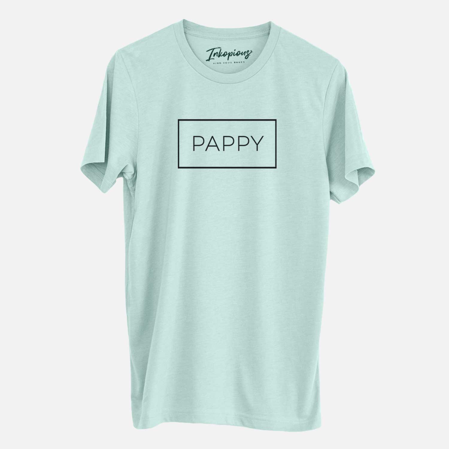 'Pappy Boxed - 1 Line' design on a Heather Sage Unisex crewneck