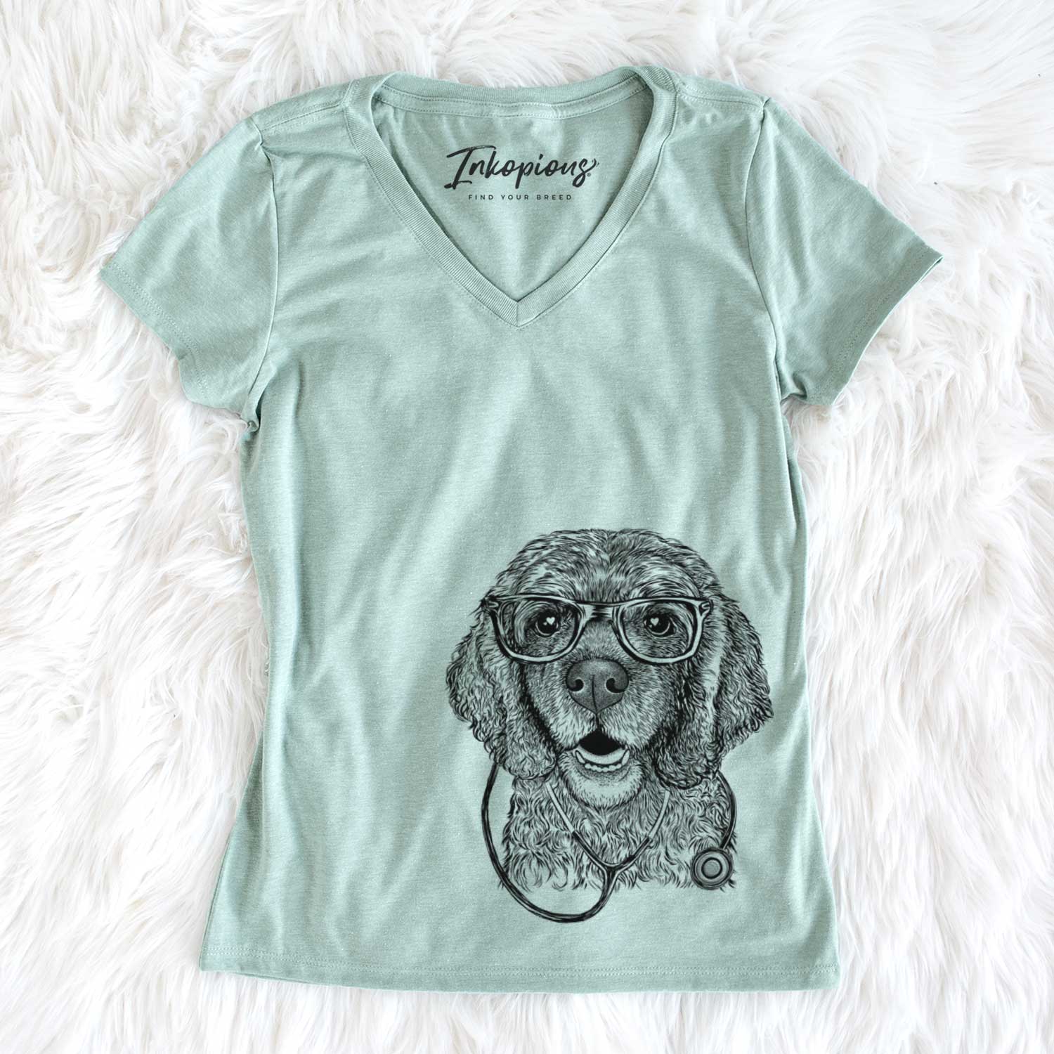 Fannie Mae the Cocker Spaniel - Women's V-neck Shirt