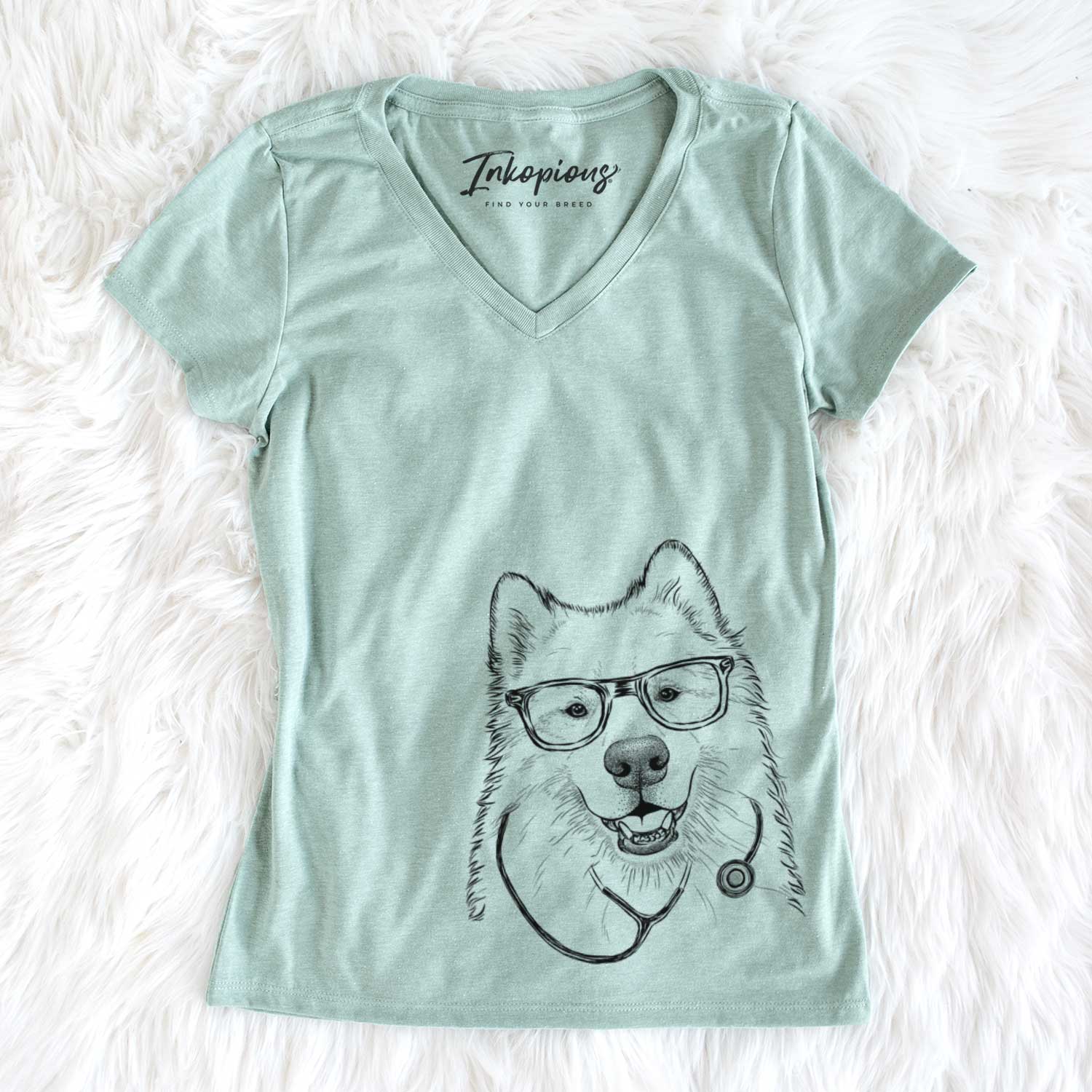 Foster the Samoyed - Women's V-neck Shirt