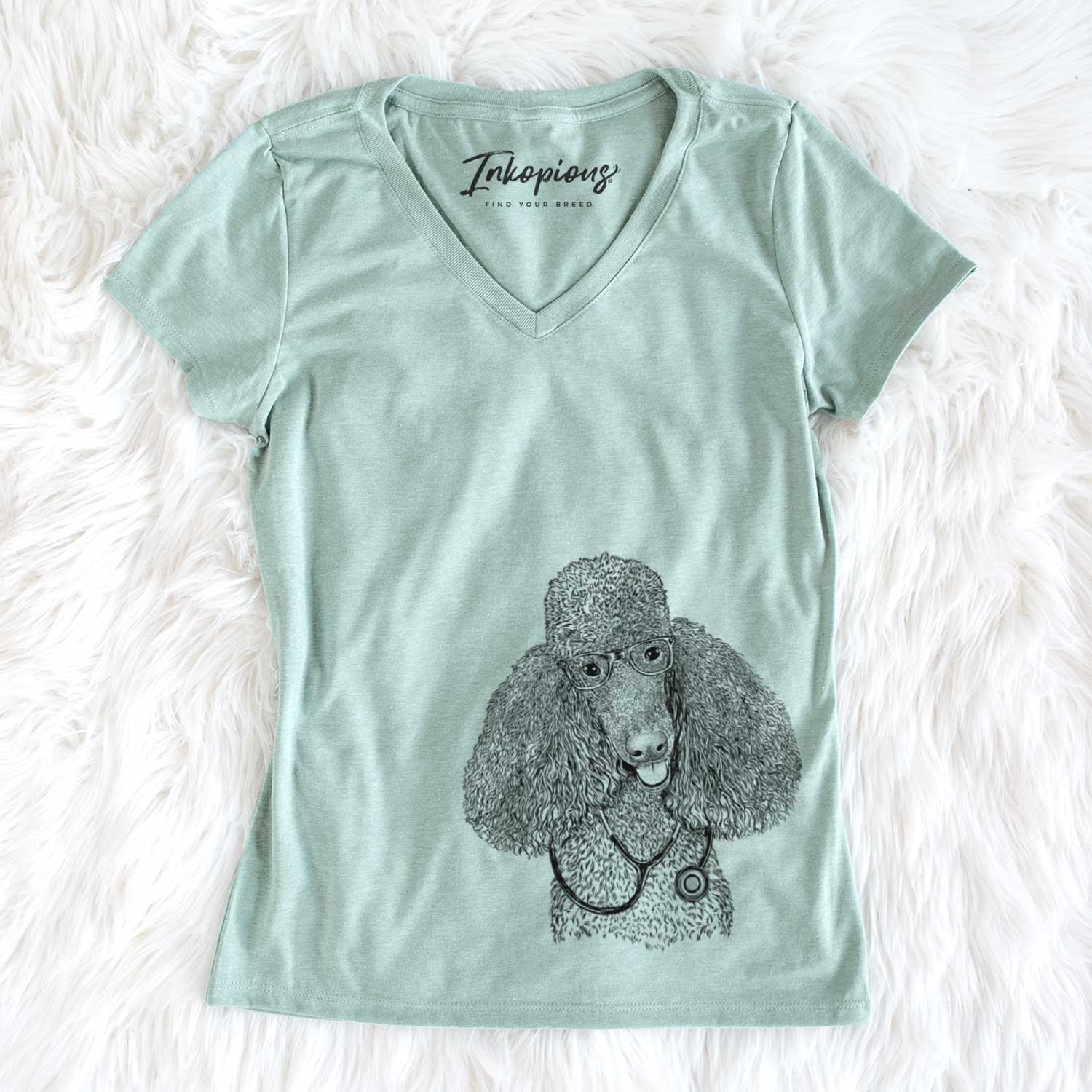 Henry the Standard Poodle - Women's V-neck Shirt