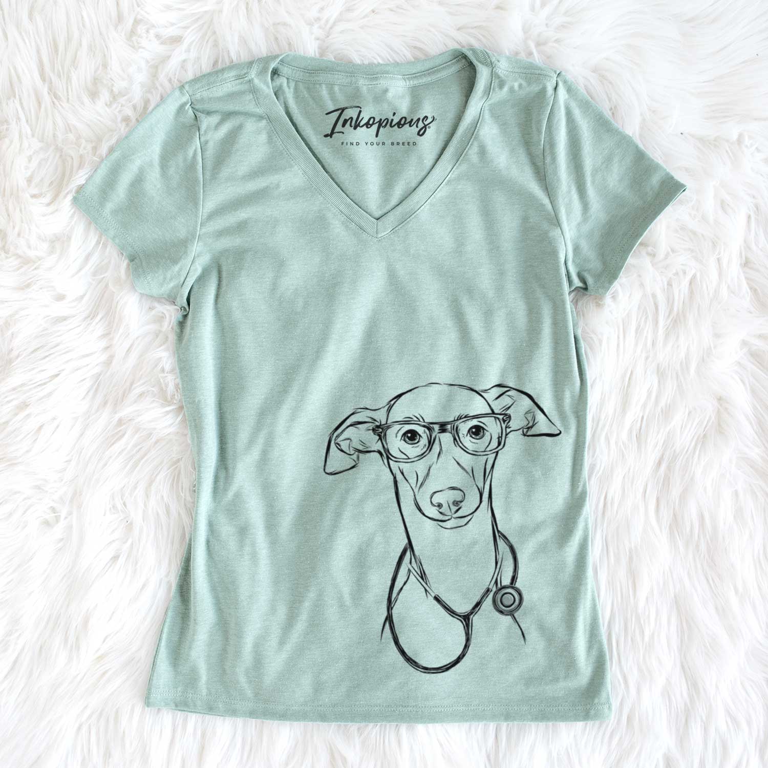 Ziggie the Italian Greyhound - Women's V-neck Shirt