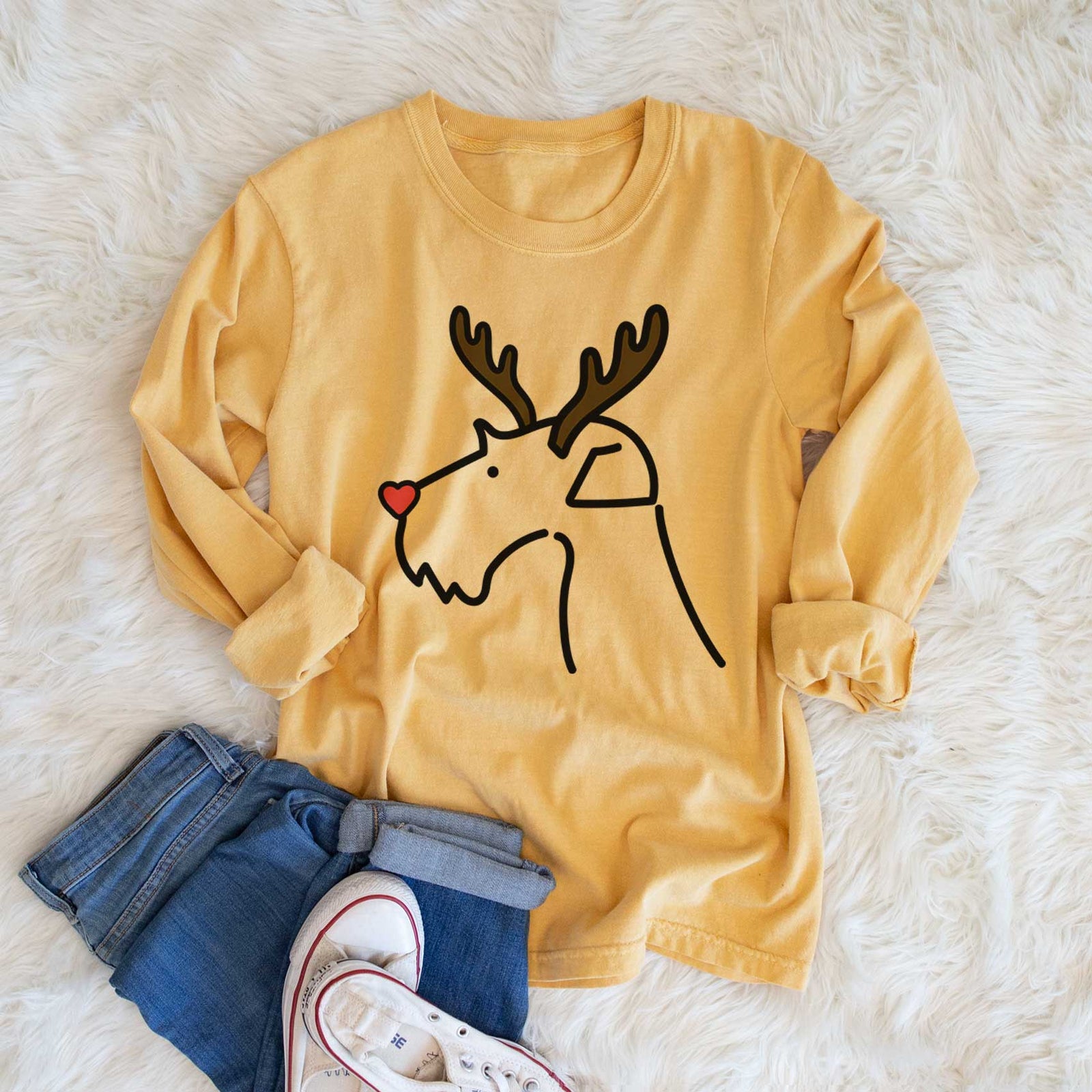 Red Nose Airedale Terrier - Heavyweight 100% Cotton Long Sleeve