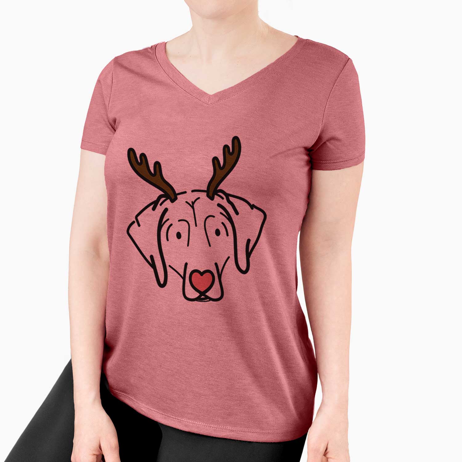 Red Nose Beagle - Aly - Women's V-neck Shirt