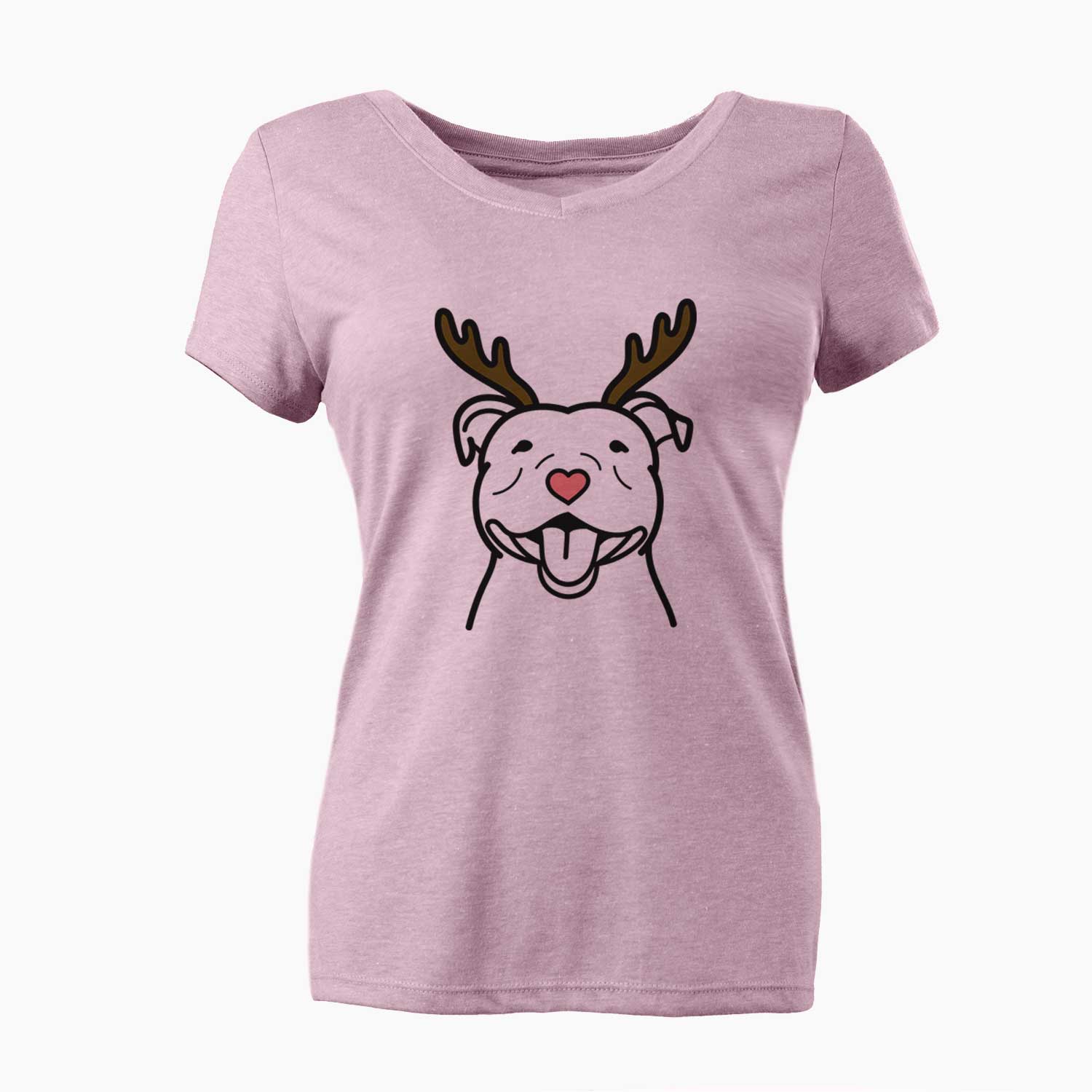 Red Nose Happy American Staffordshire Terrier - Women's V-neck Shirt