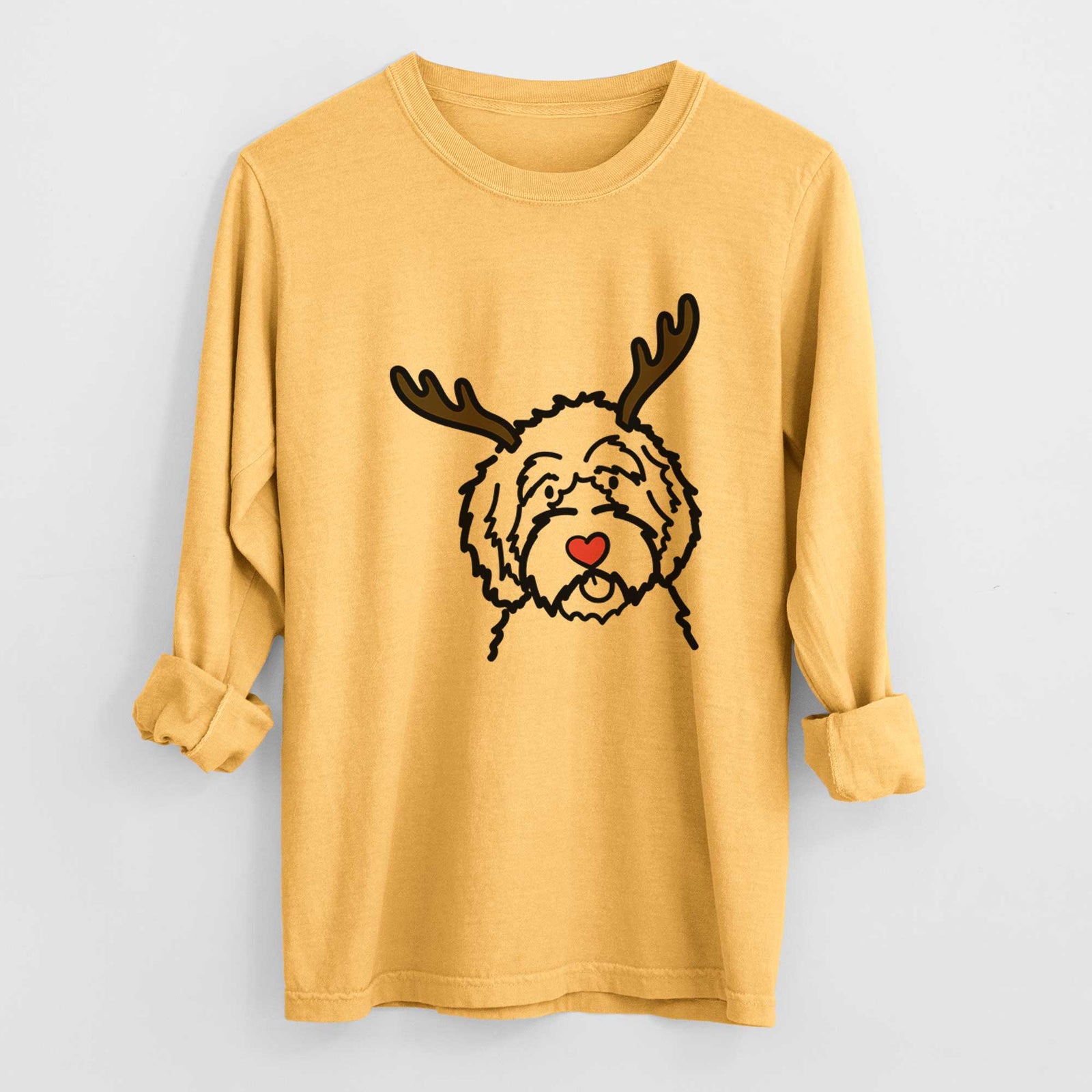 Red Nose Aussiedoodle - Heavyweight 100% Cotton Long Sleeve