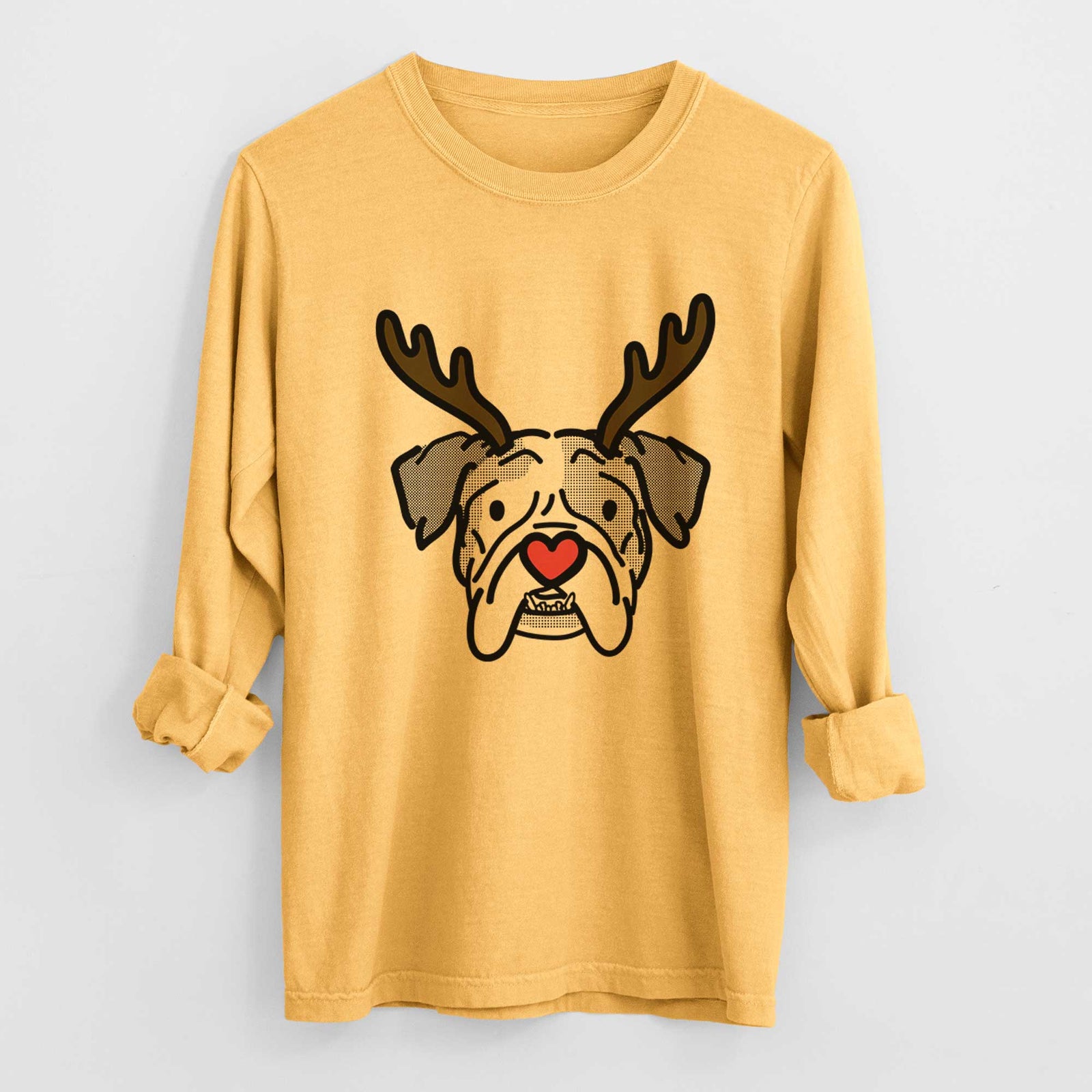 Red Nose English Bulldog - Bailey - Heavyweight 100% Cotton Long Sleeve