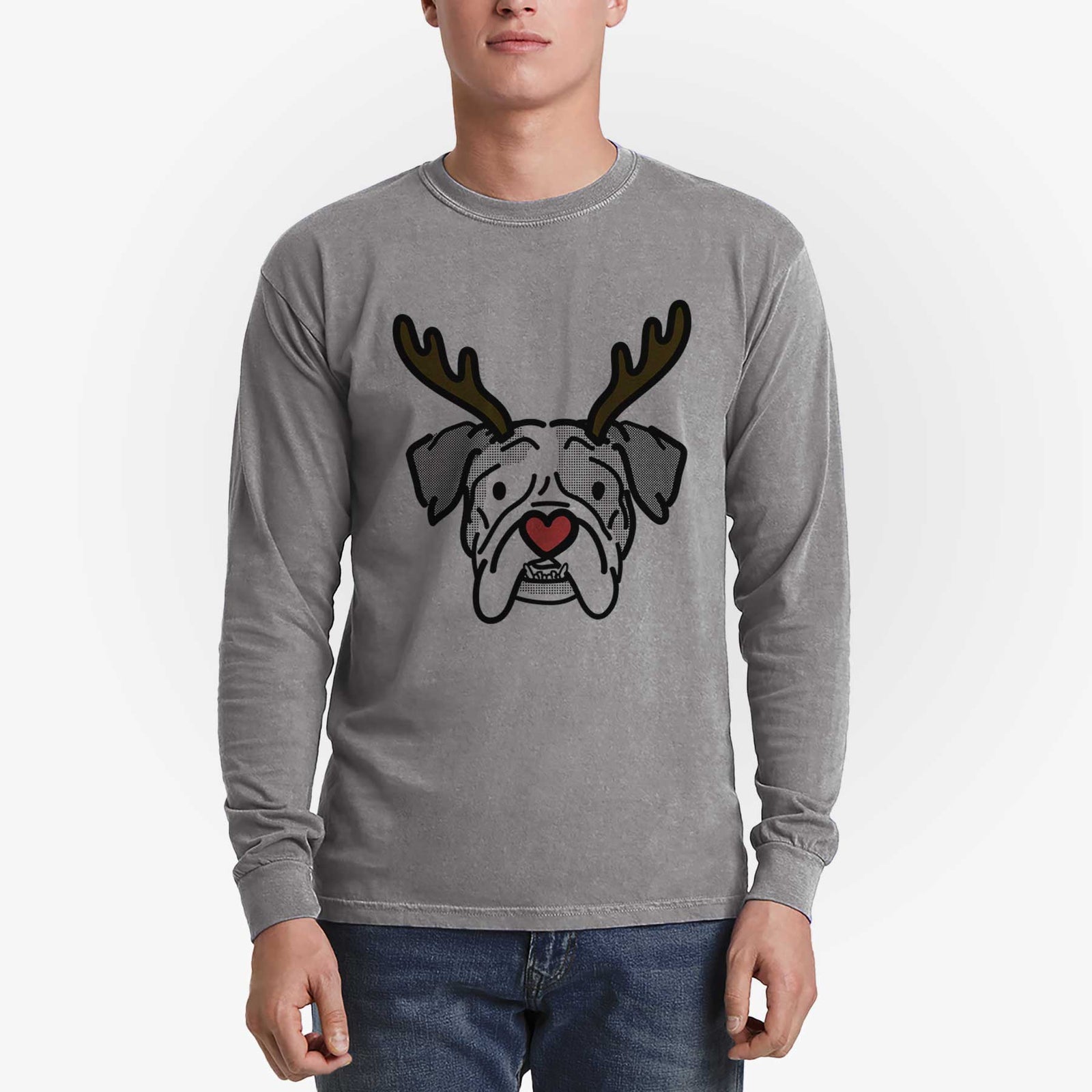 Red Nose English Bulldog - Bailey - Heavyweight 100% Cotton Long Sleeve