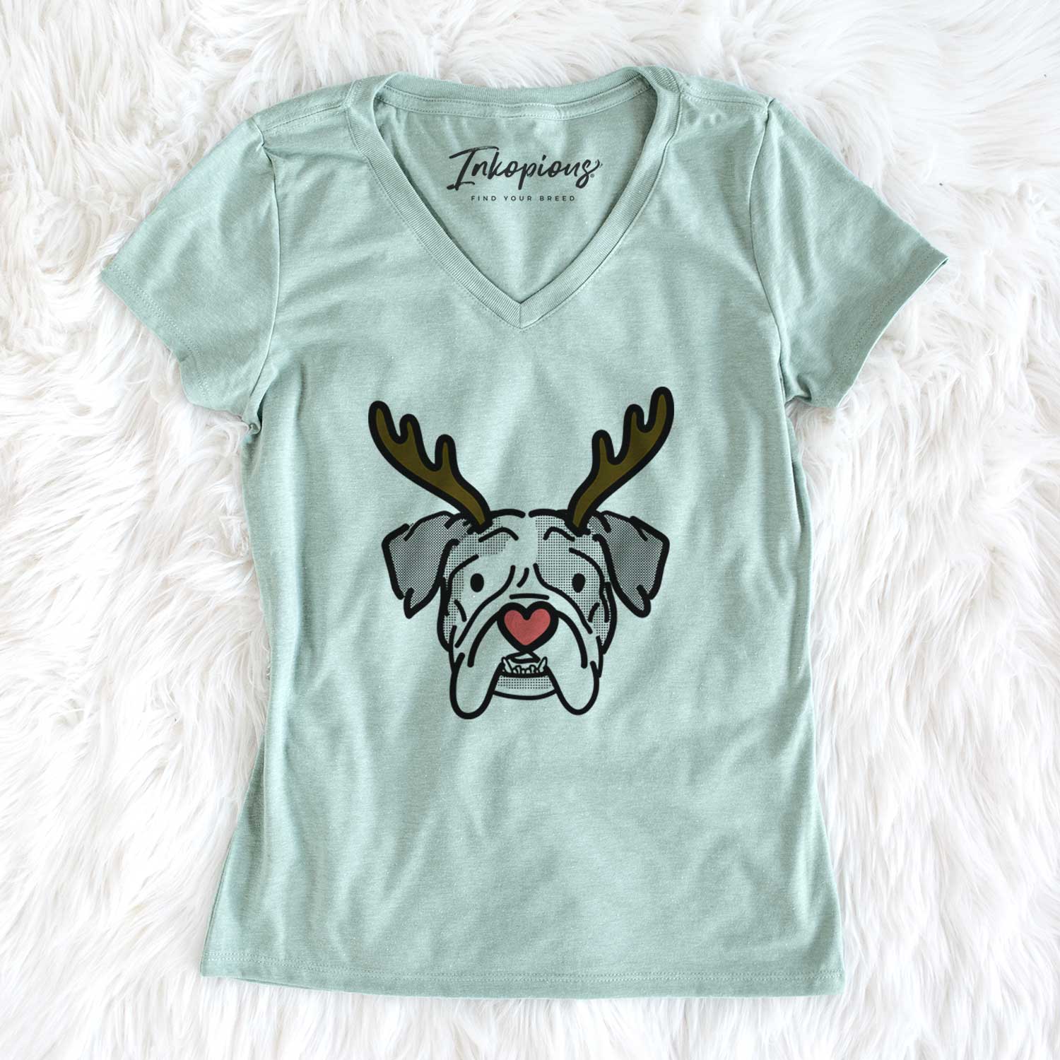 Red Nose English Bulldog - Bailey - Women's V-neck Shirt