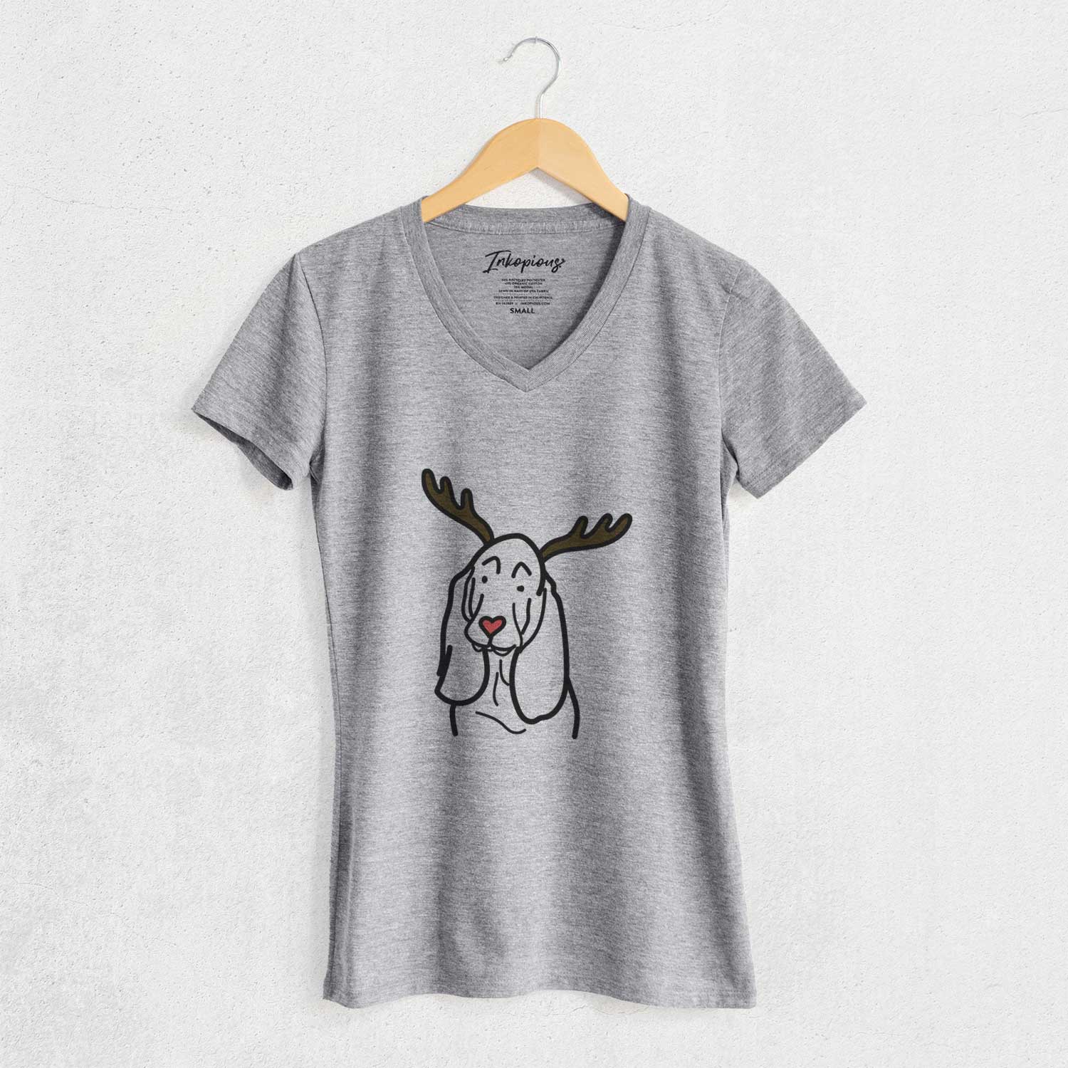 Red Nose Basset Hound - Women's V-neck Shirt
