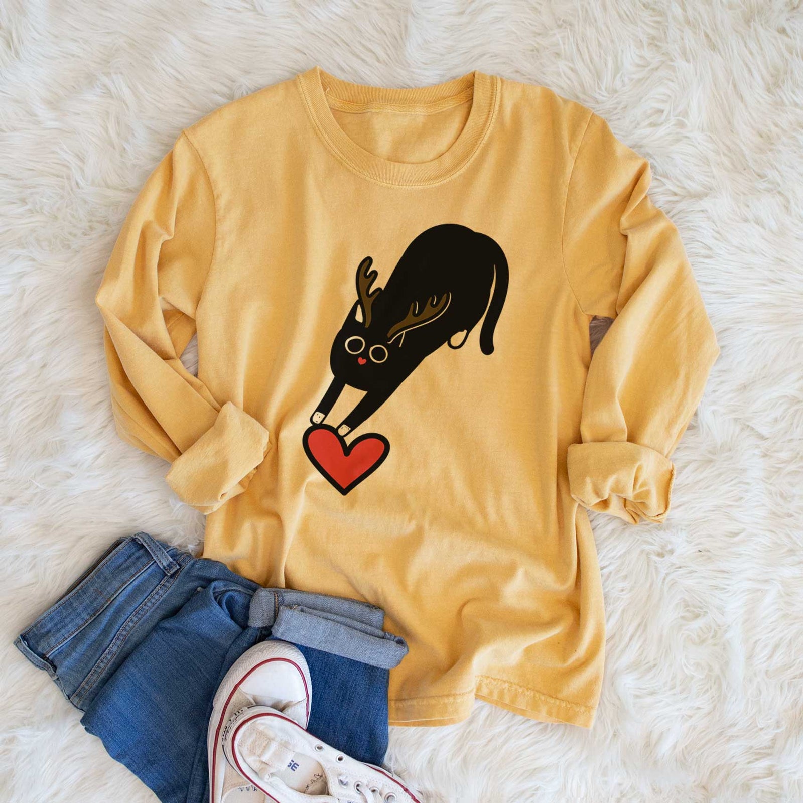 Red Nose Black Cat - Bug - Heavyweight 100% Cotton Long Sleeve