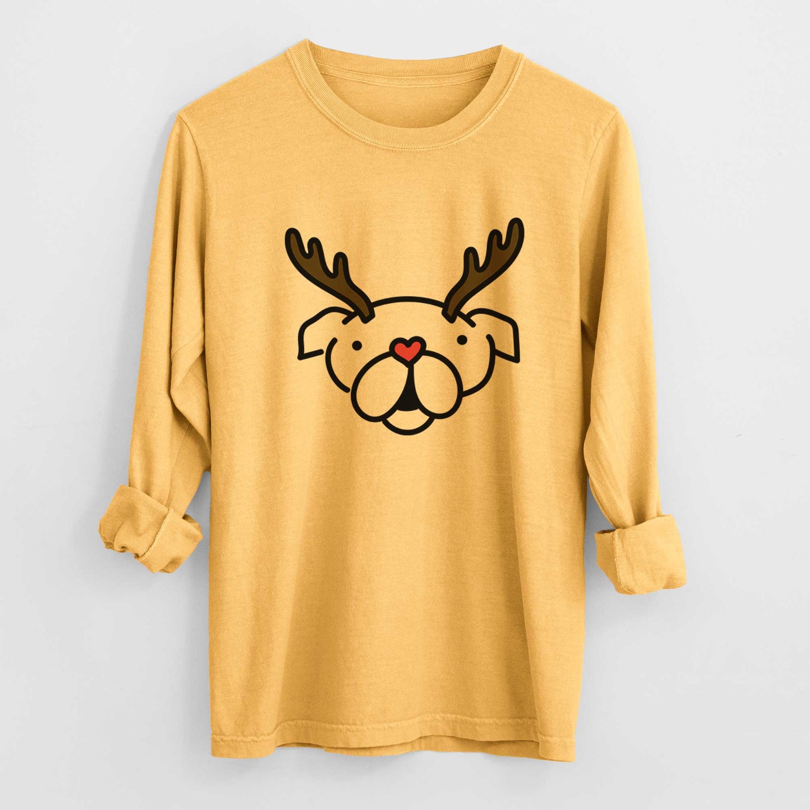 Red Nose English Bulldog - Heavyweight 100% Cotton Long Sleeve