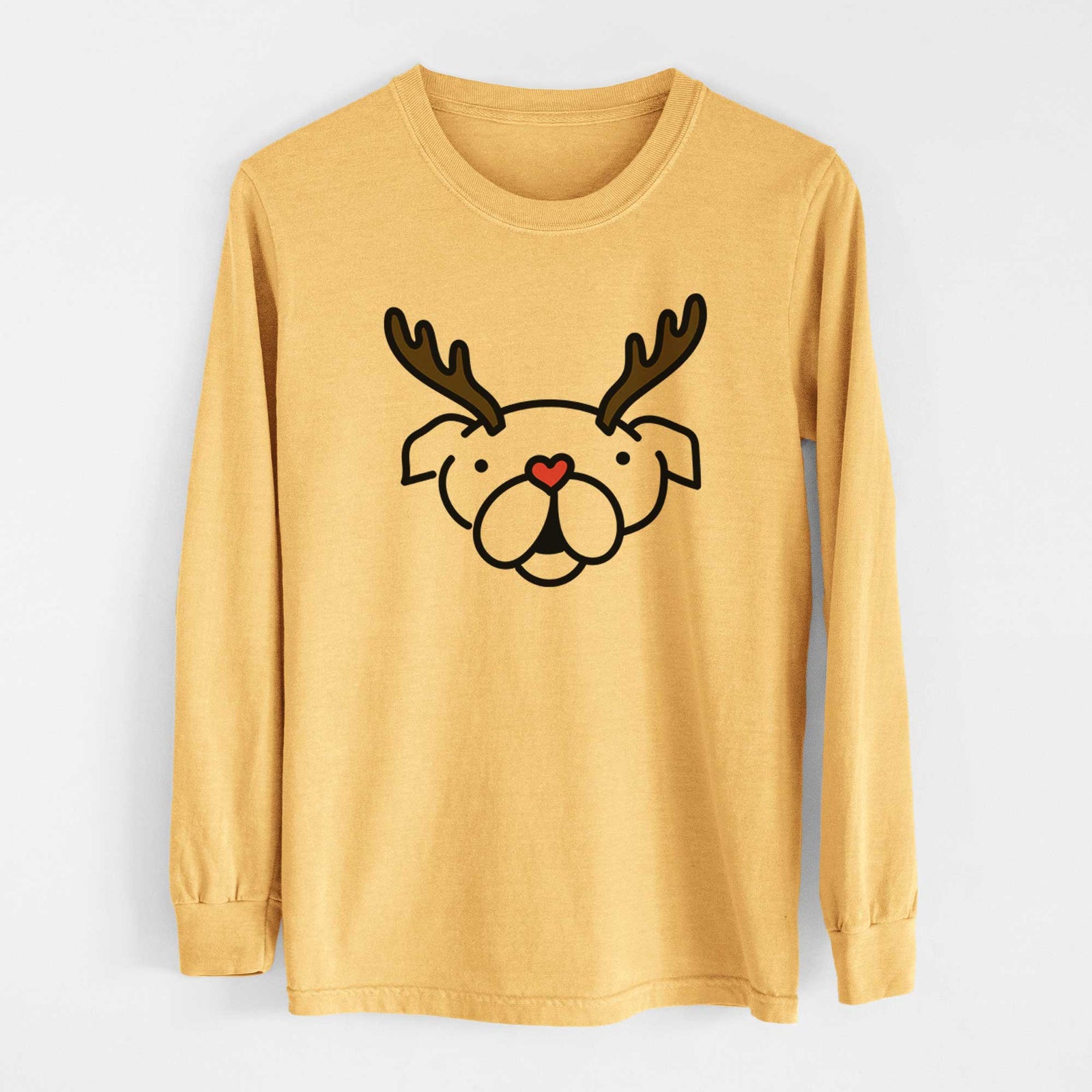 Red Nose English Bulldog - Heavyweight 100% Cotton Long Sleeve