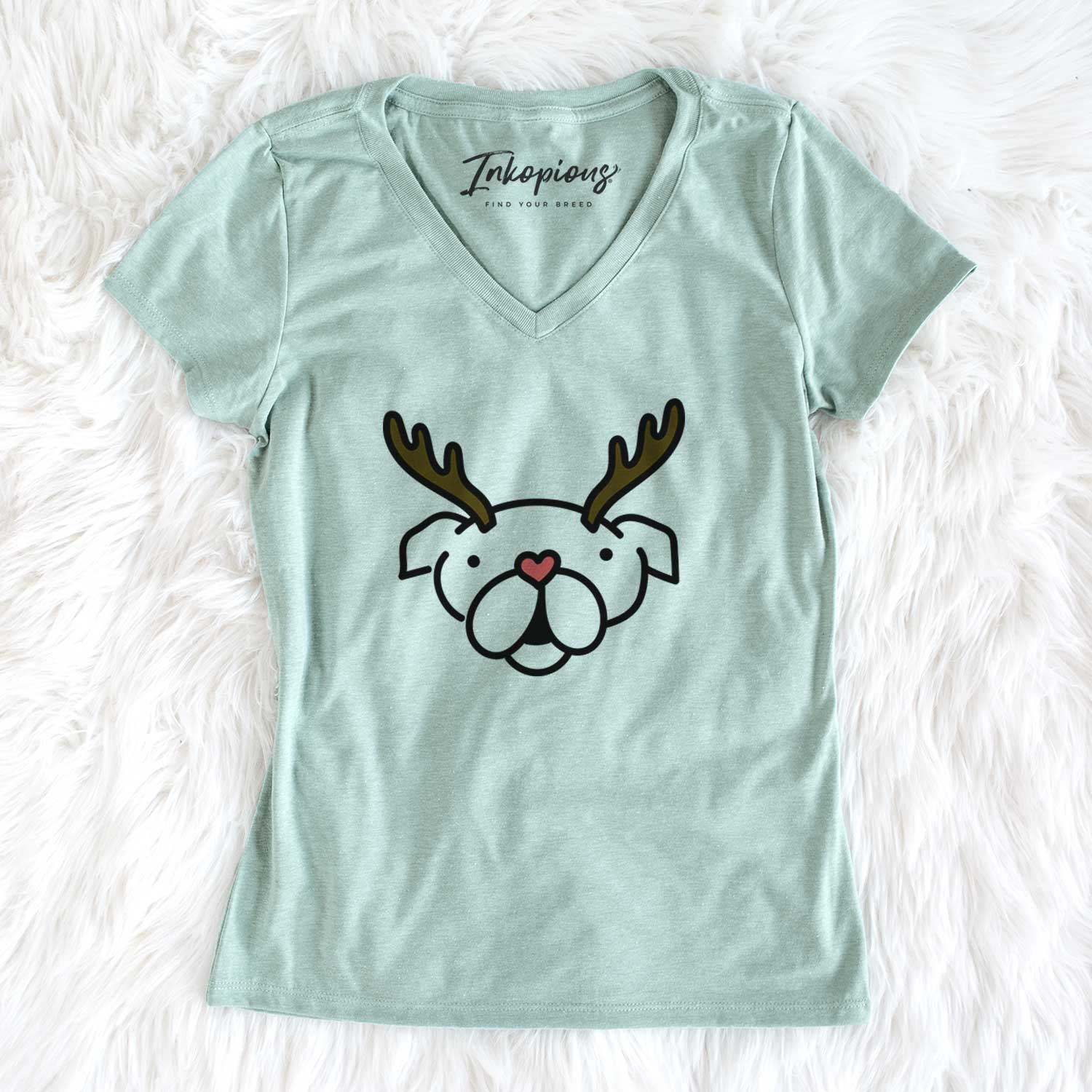 Red Nose English Bulldog - Women's V-neck Shirt