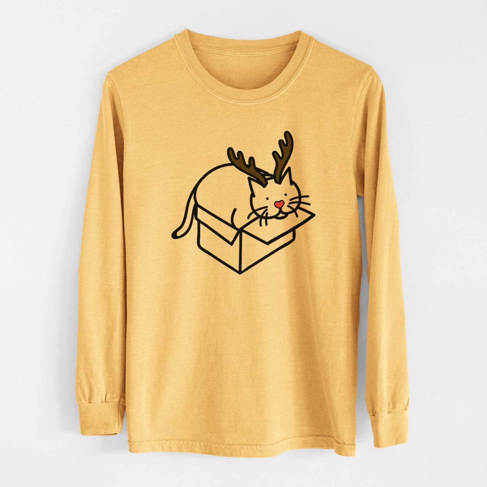 Red Nose Cat in a Box - Charlie - Heavyweight 100% Cotton Long Sleeve