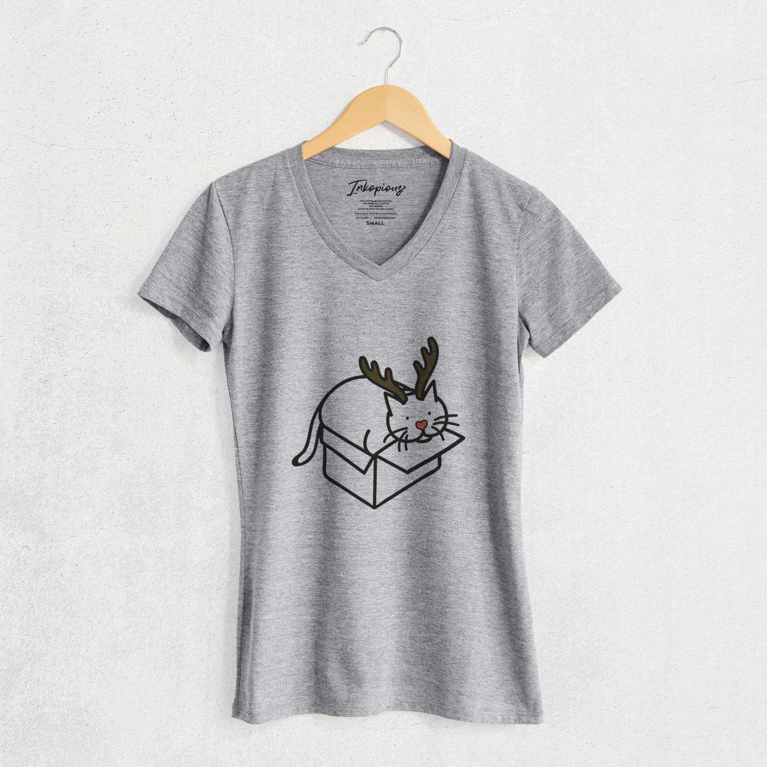 Red Nose Cat in a Box - Charlie - Women's V-neck Shirt
