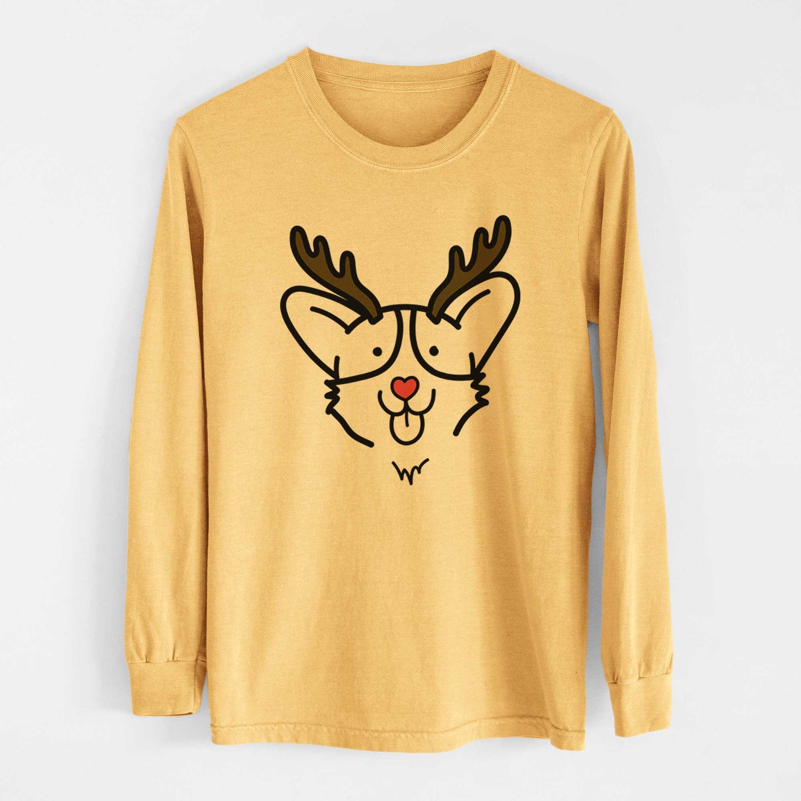 Red Nose Corgi - Heavyweight 100% Cotton Long Sleeve