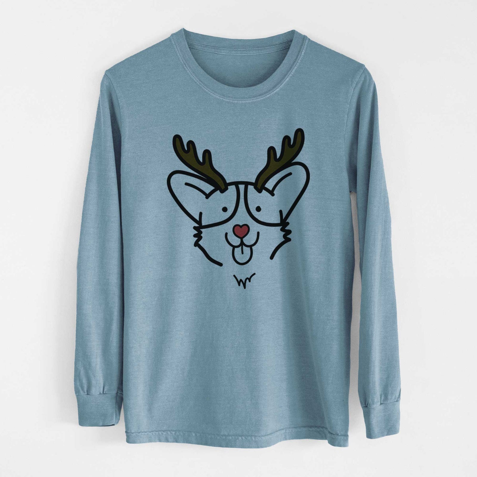 Red Nose Corgi - Heavyweight 100% Cotton Long Sleeve