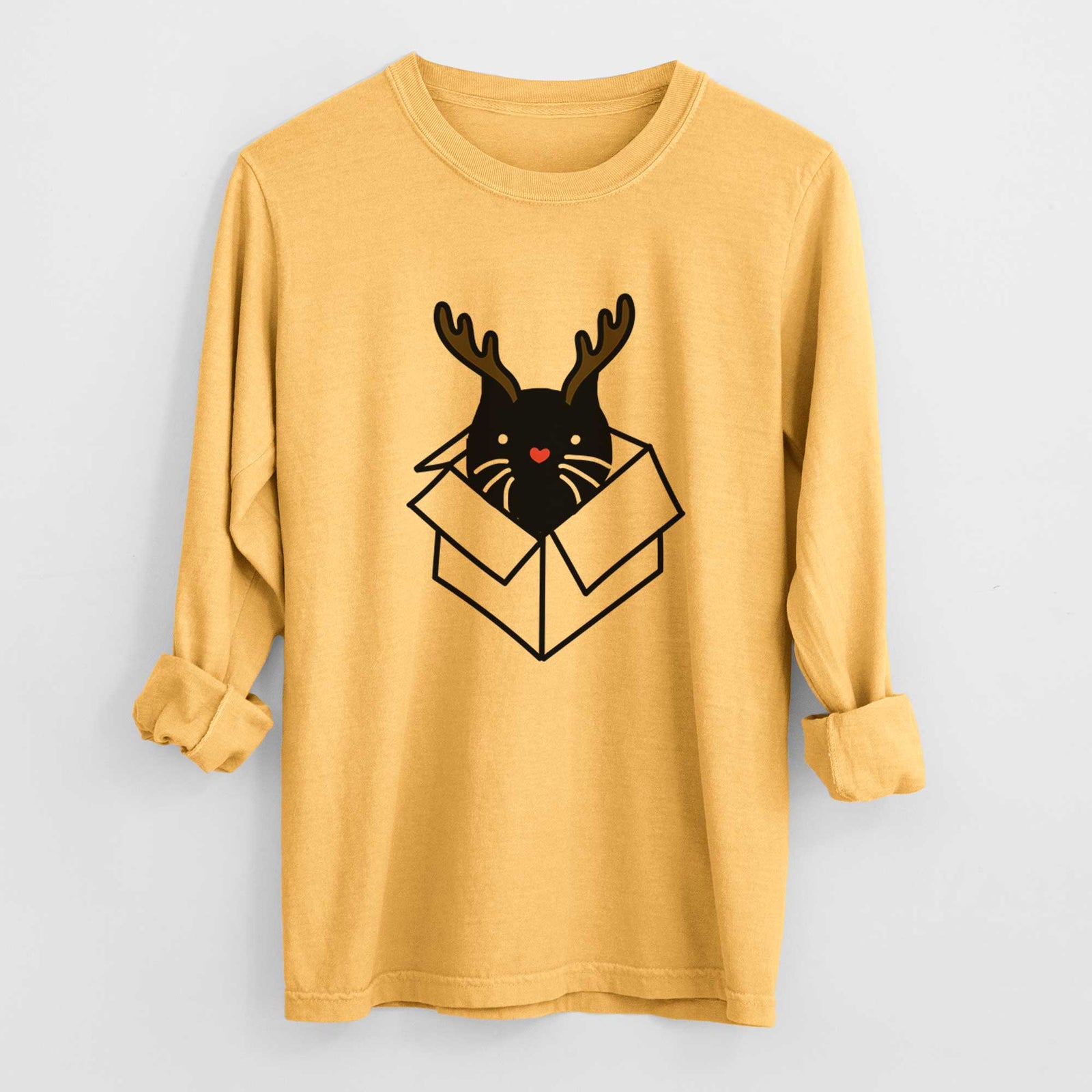 Red Nose Black Cat in a Box - Doc - Heavyweight 100% Cotton Long Sleeve