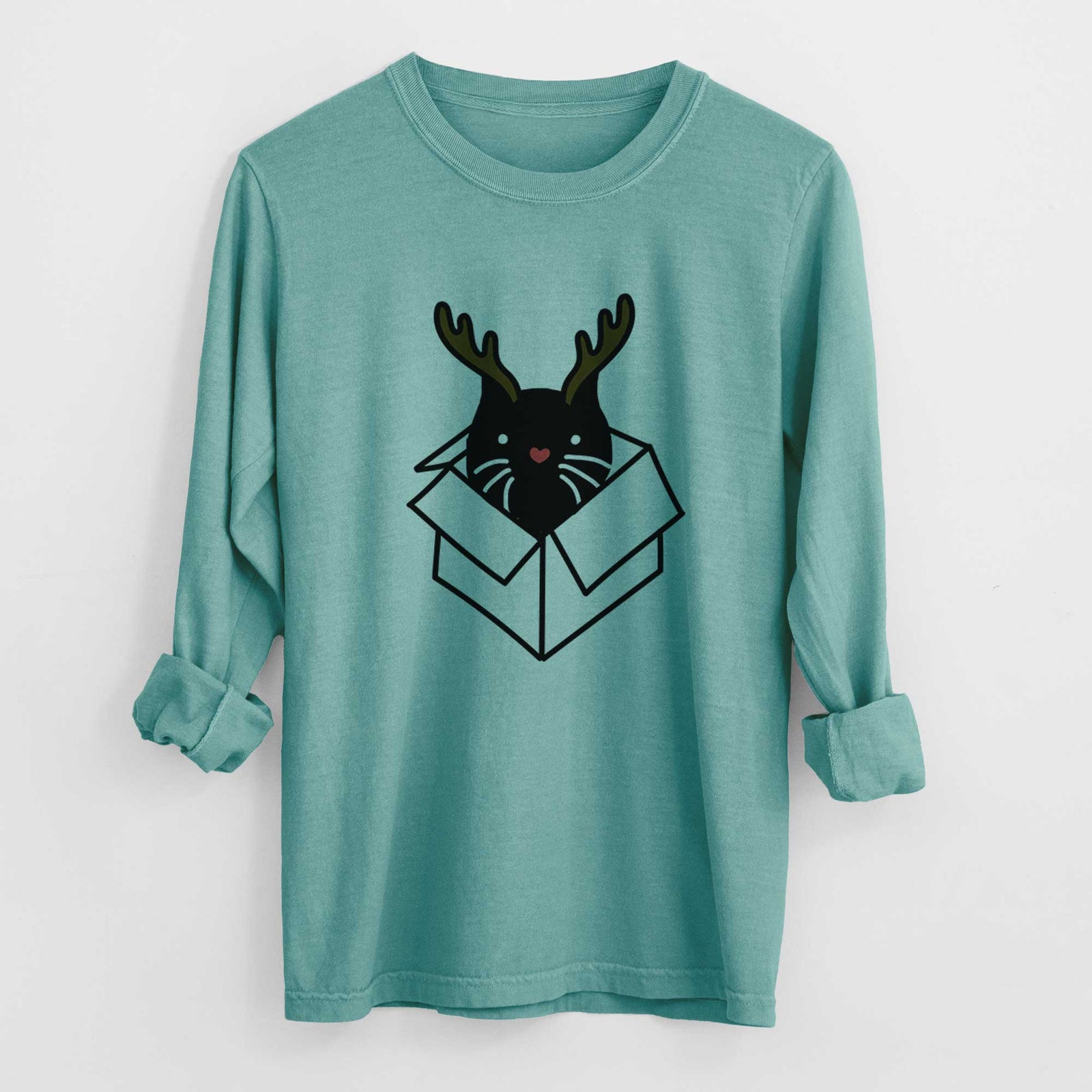 Red Nose Black Cat in a Box - Doc - Heavyweight 100% Cotton Long Sleeve