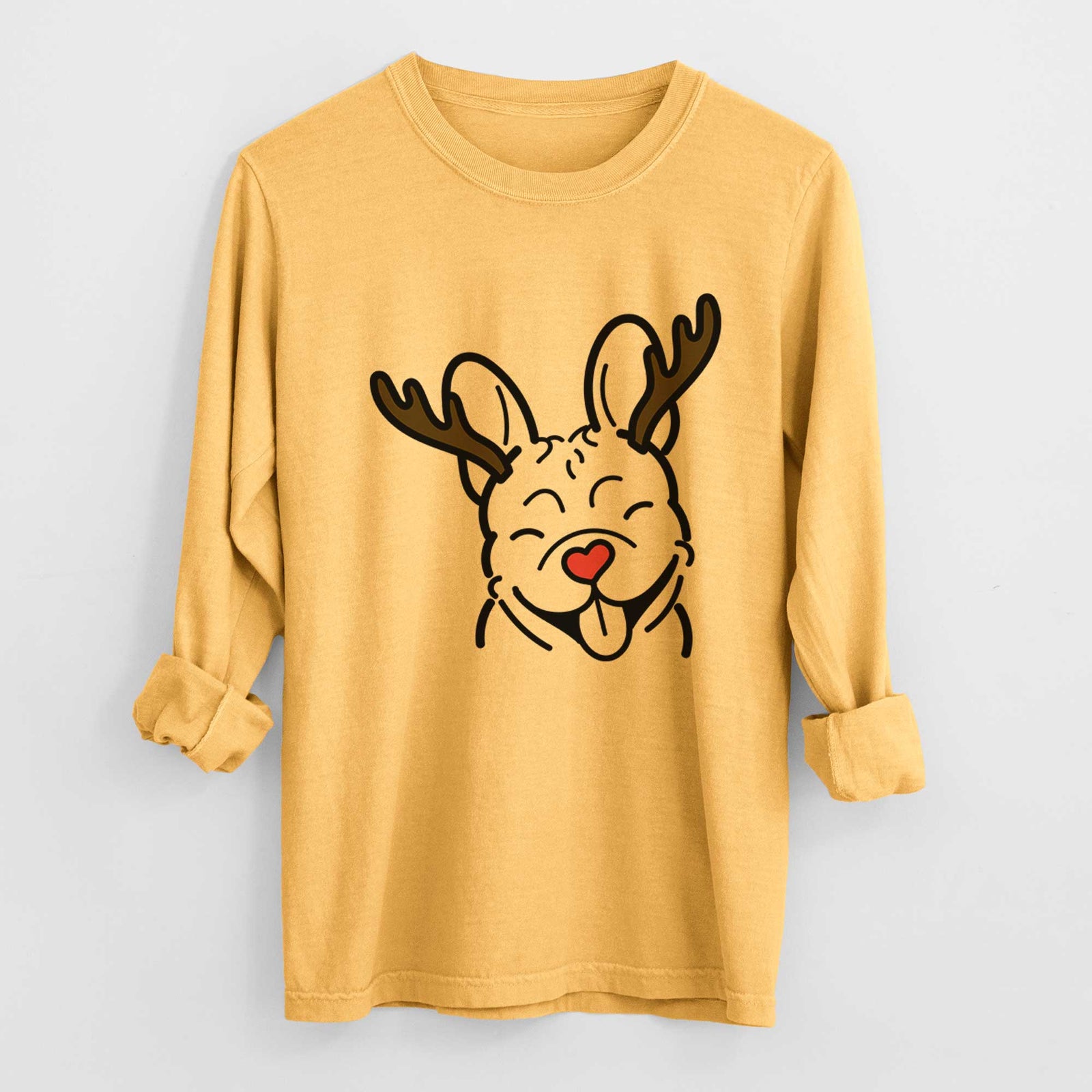 Red Nose French Bulldog - Heavyweight 100% Cotton Long Sleeve