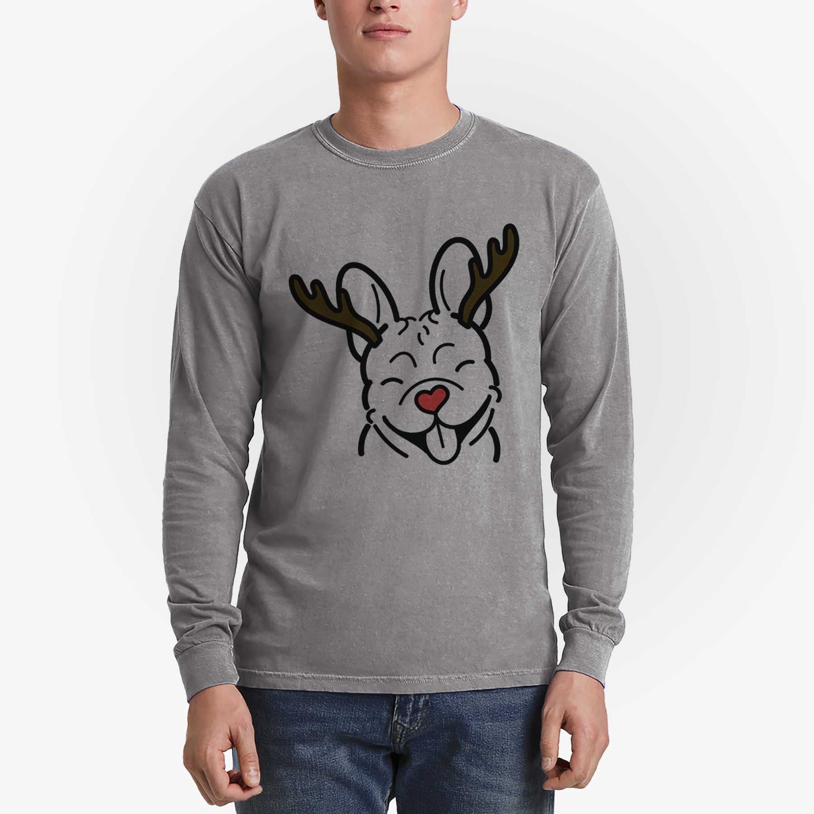 Red Nose French Bulldog - Heavyweight 100% Cotton Long Sleeve