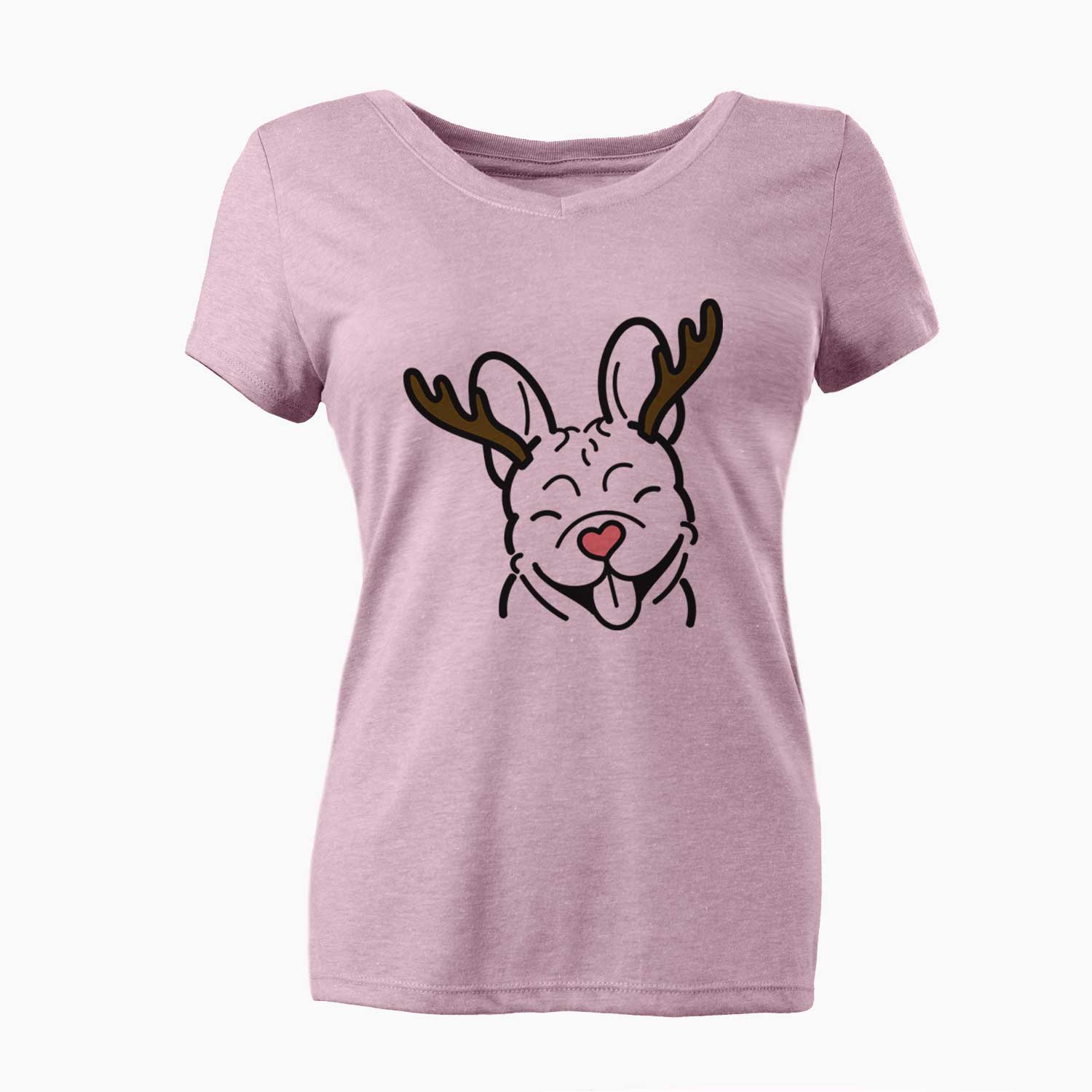 Red Nose French Bulldog - Women's V-neck Shirt