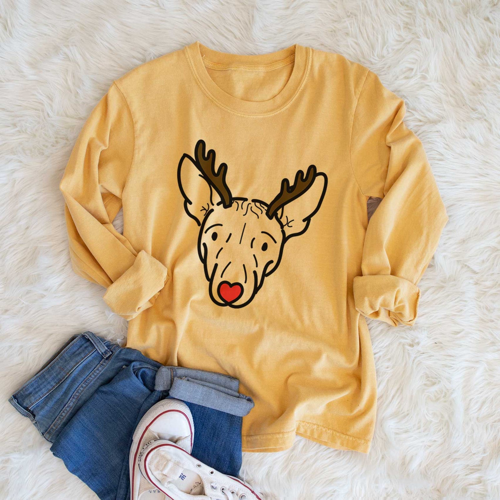 Red Nose American Hairless Terrier - Georgia - Heavyweight 100% Cotton Long Sleeve