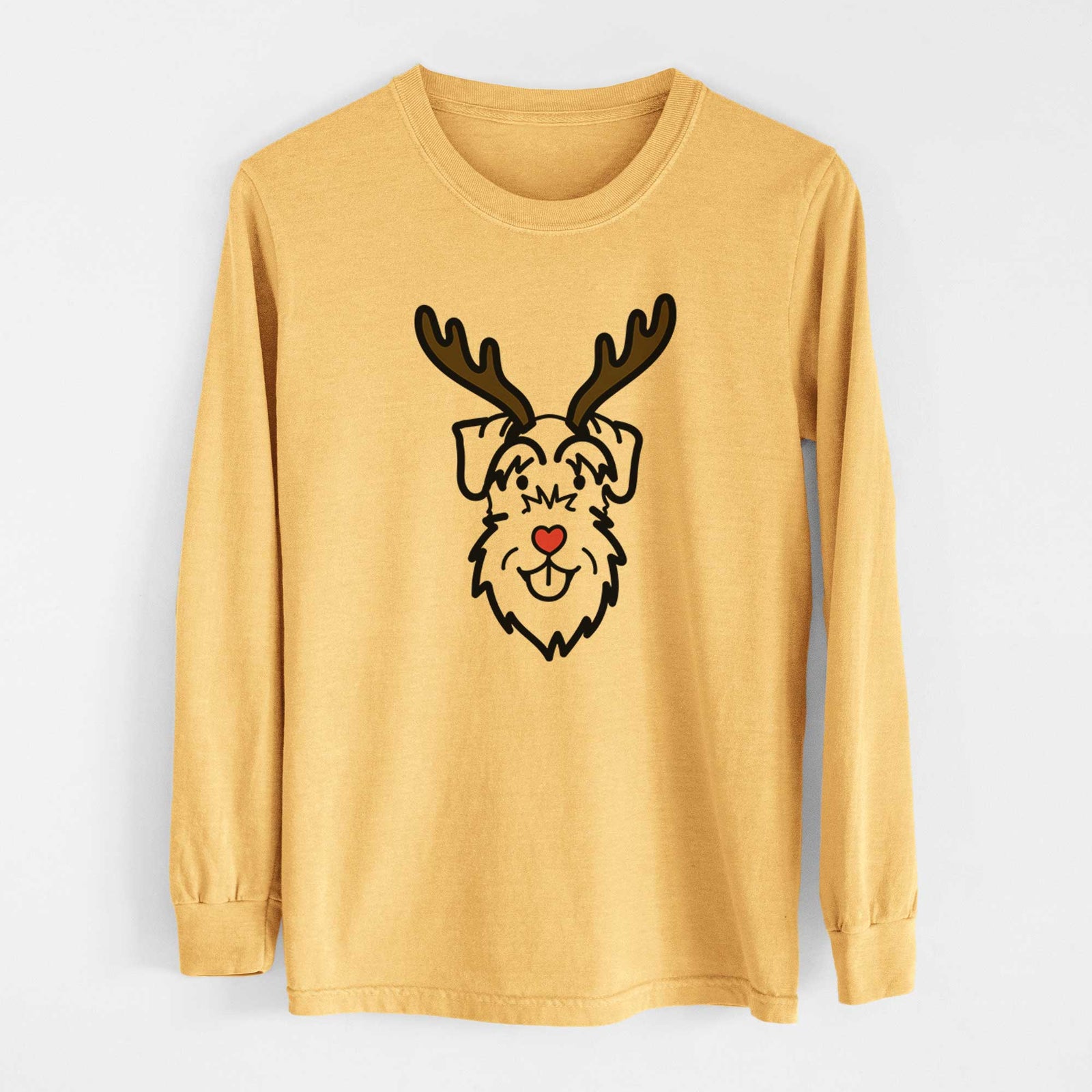 Red Nose Schnauzer Natural Ears - Heavyweight 100% Cotton Long Sleeve