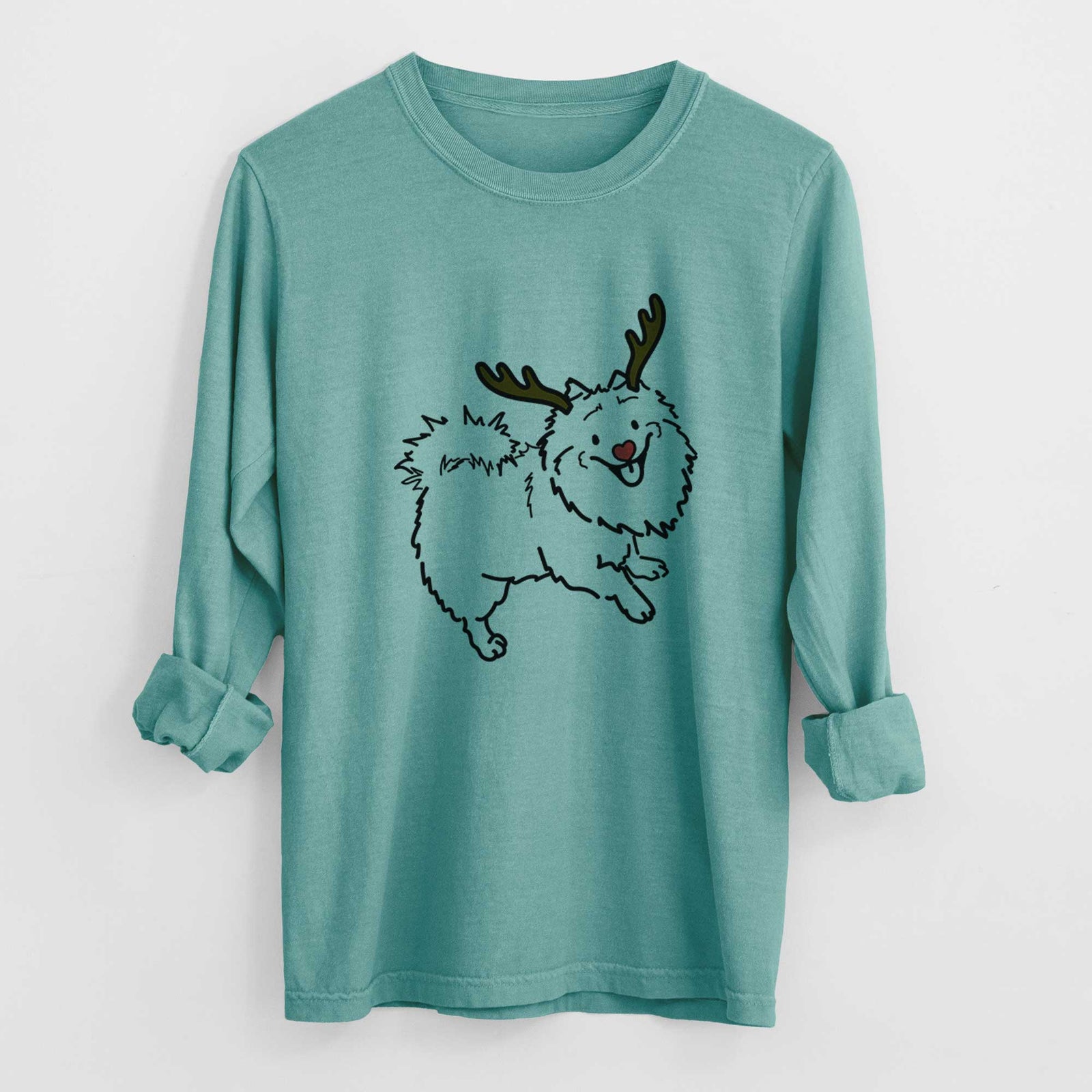 Red Nose Pomeranian Mix - Goldie - Heavyweight 100% Cotton Long Sleeve