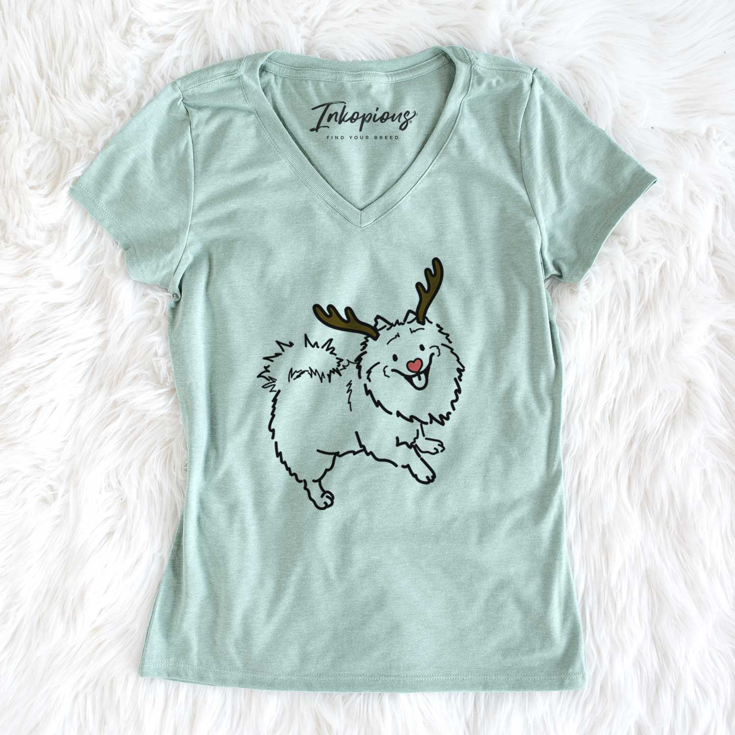 Red Nose Pomeranian Mix - Goldie - Women's V-neck Shirt